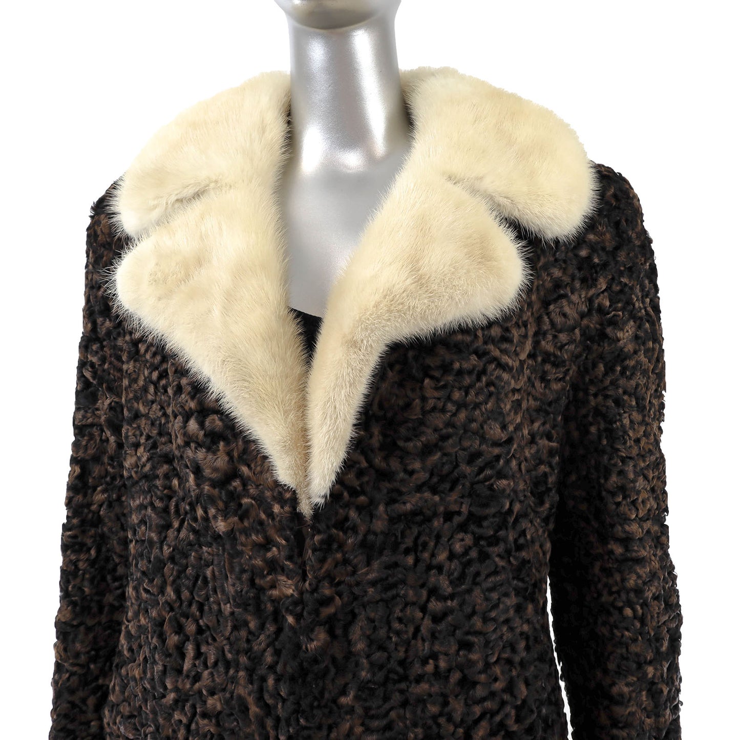 Brown Lamb Jacket with Mink Collar- Size M