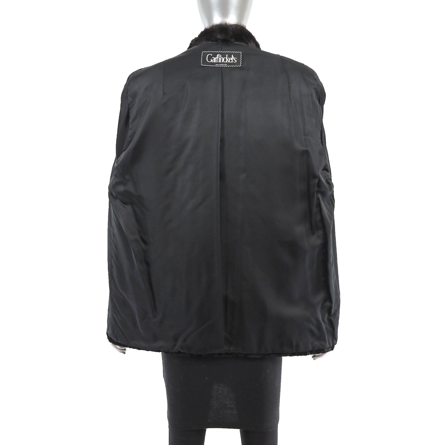 Black Swakara Lamb Jacket with Mink Collar- Size S