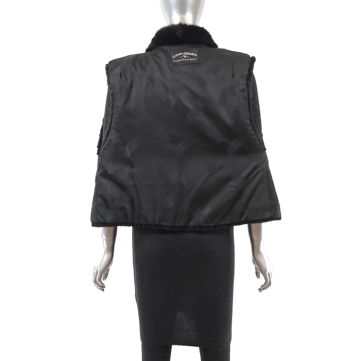 Black Lamb Vest with Mink Trim- Size S