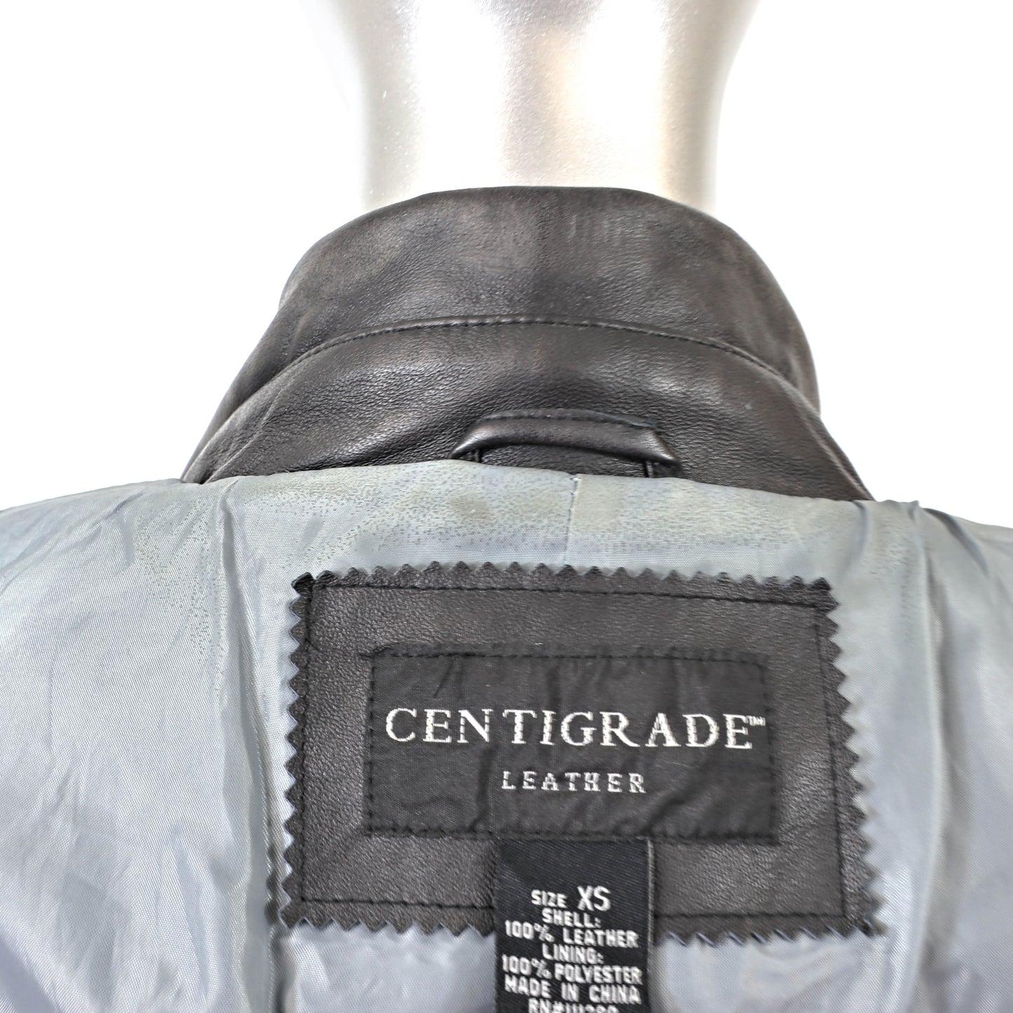 Black Leather Coat- Size XS