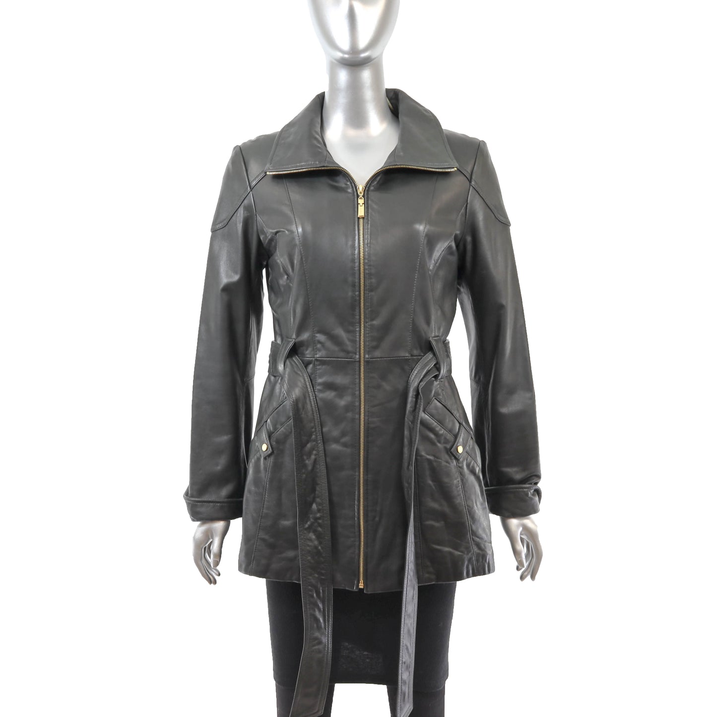 Dark Olive Leather Jacket- Size S