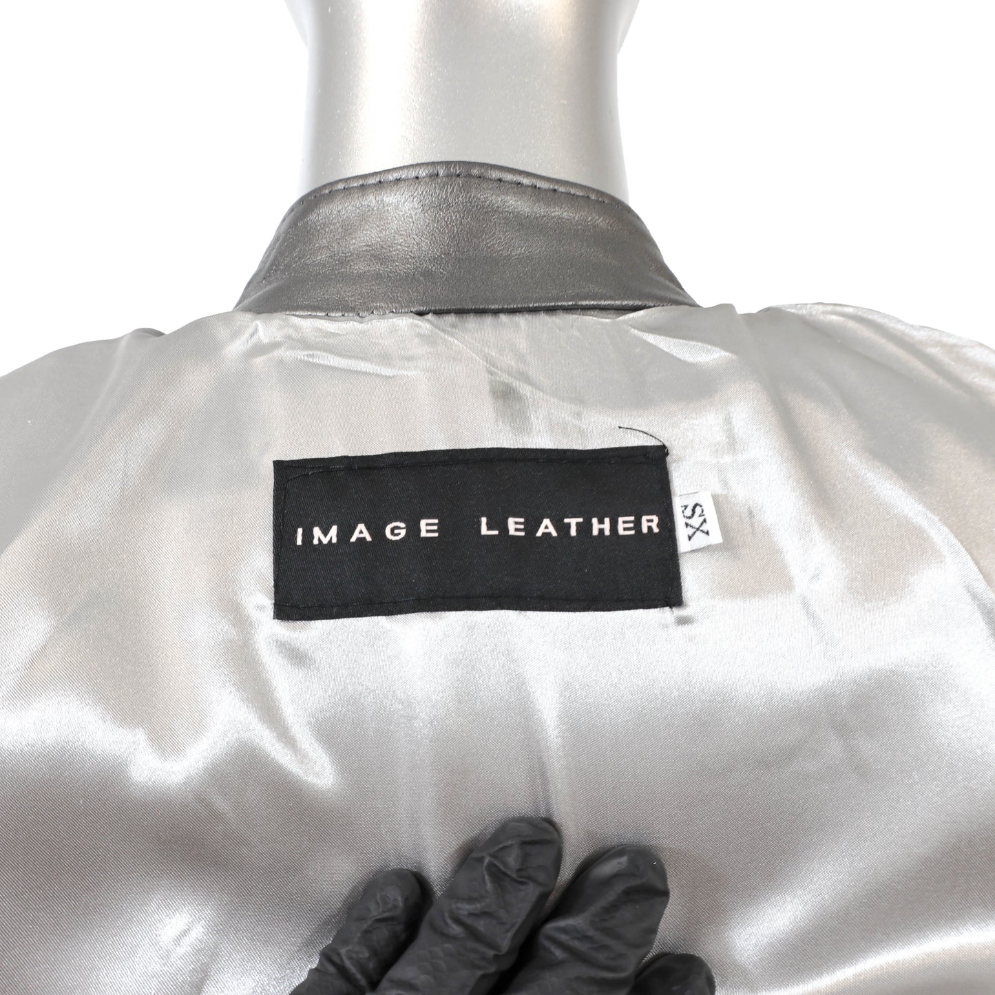 Metallic Grey Leather Jacket- Size XS