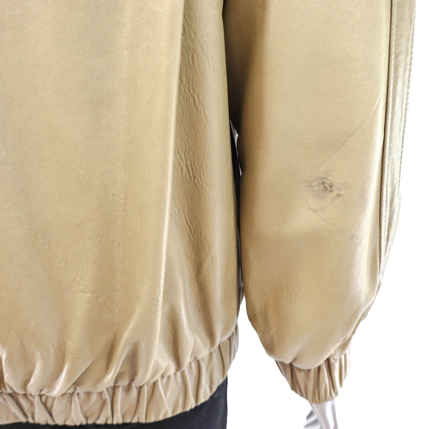 Beige Sheared Beaver Jacket Reversible to Leather- Size S