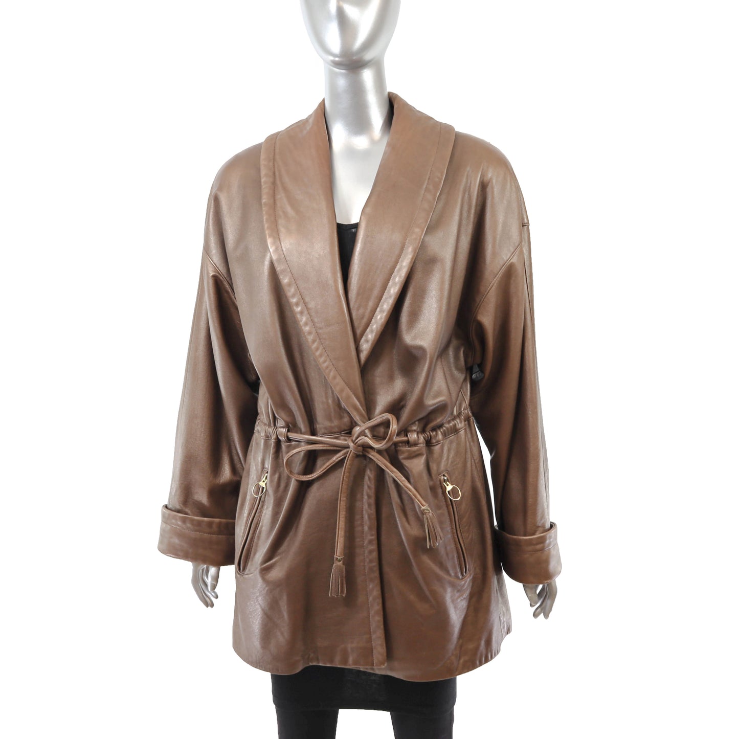 Brown Leather Jacket- Size L