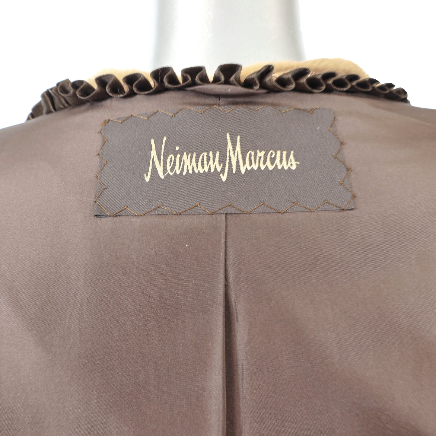 Zandra Rhodes/ Neiman Marcus Whiskey Hooded Sheared Mink 3/4 Coat- Size S