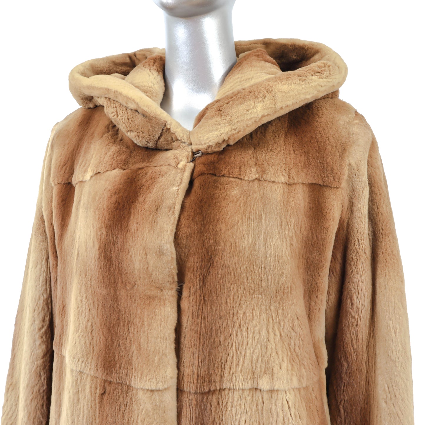 Zandra Rhodes/ Neiman Marcus Whiskey Hooded Sheared Mink 3/4 Coat- Size S
