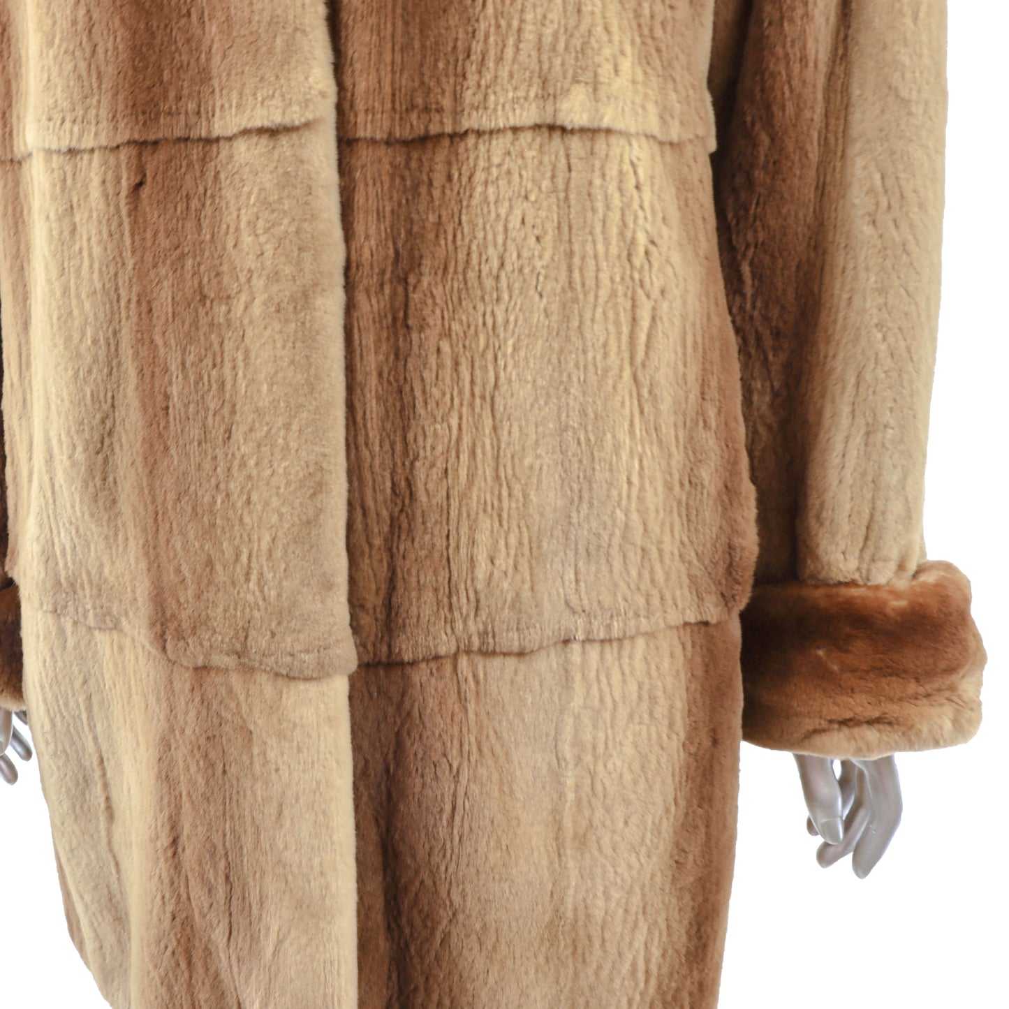 Zandra Rhodes/ Neiman Marcus Whiskey Hooded Sheared Mink 3/4 Coat- Size S