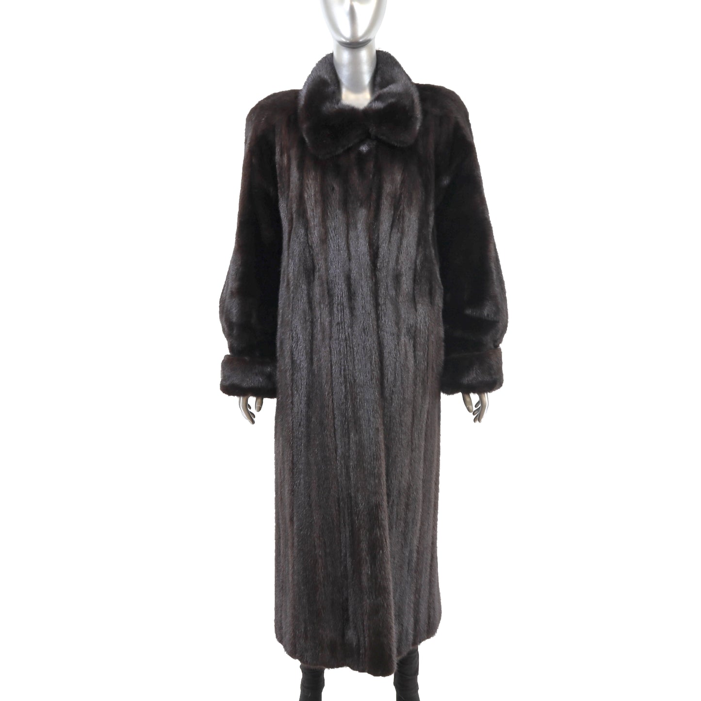 Black Mink Coat with Matching Scarf- Size XXL