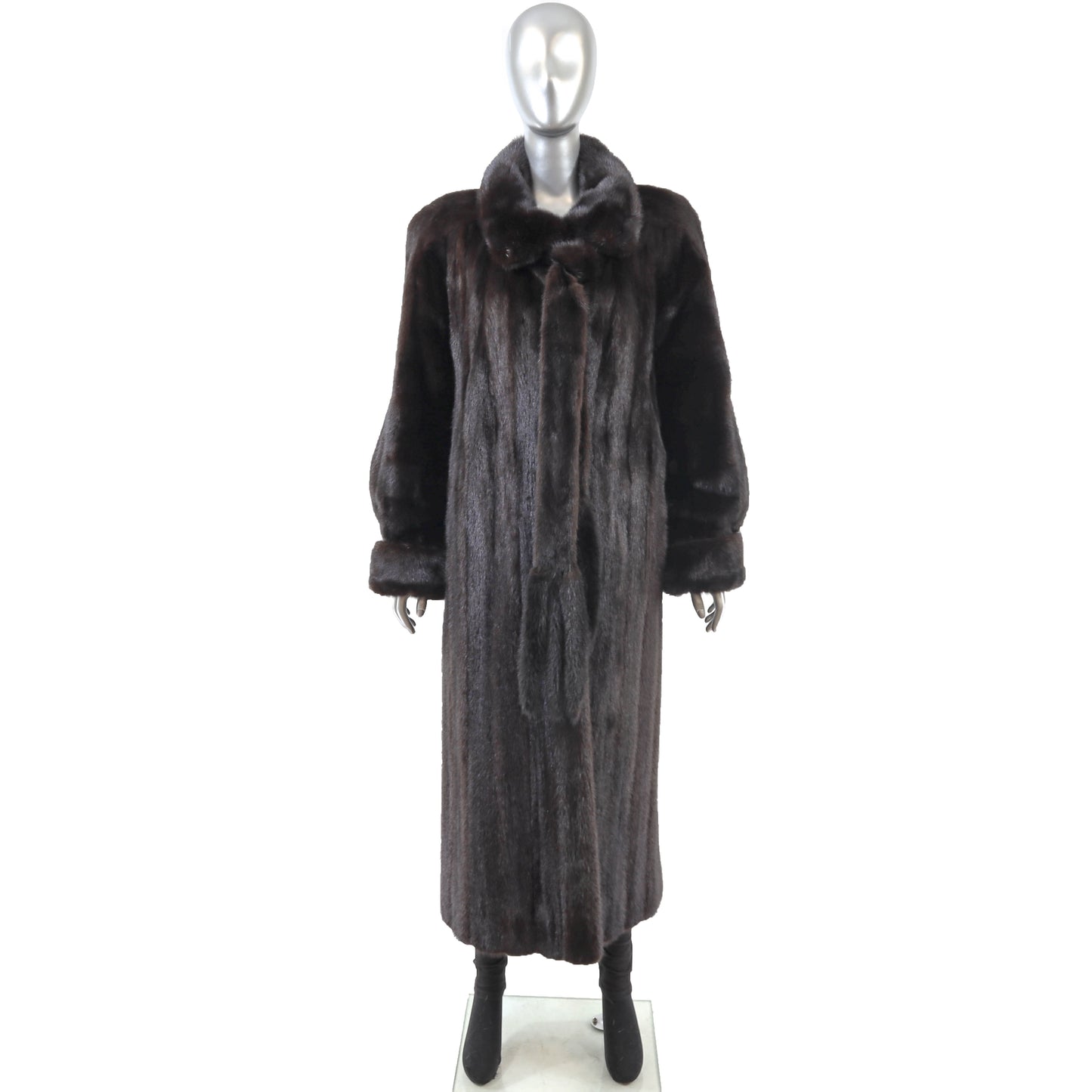 Black Mink Coat with Matching Scarf- Size XXL