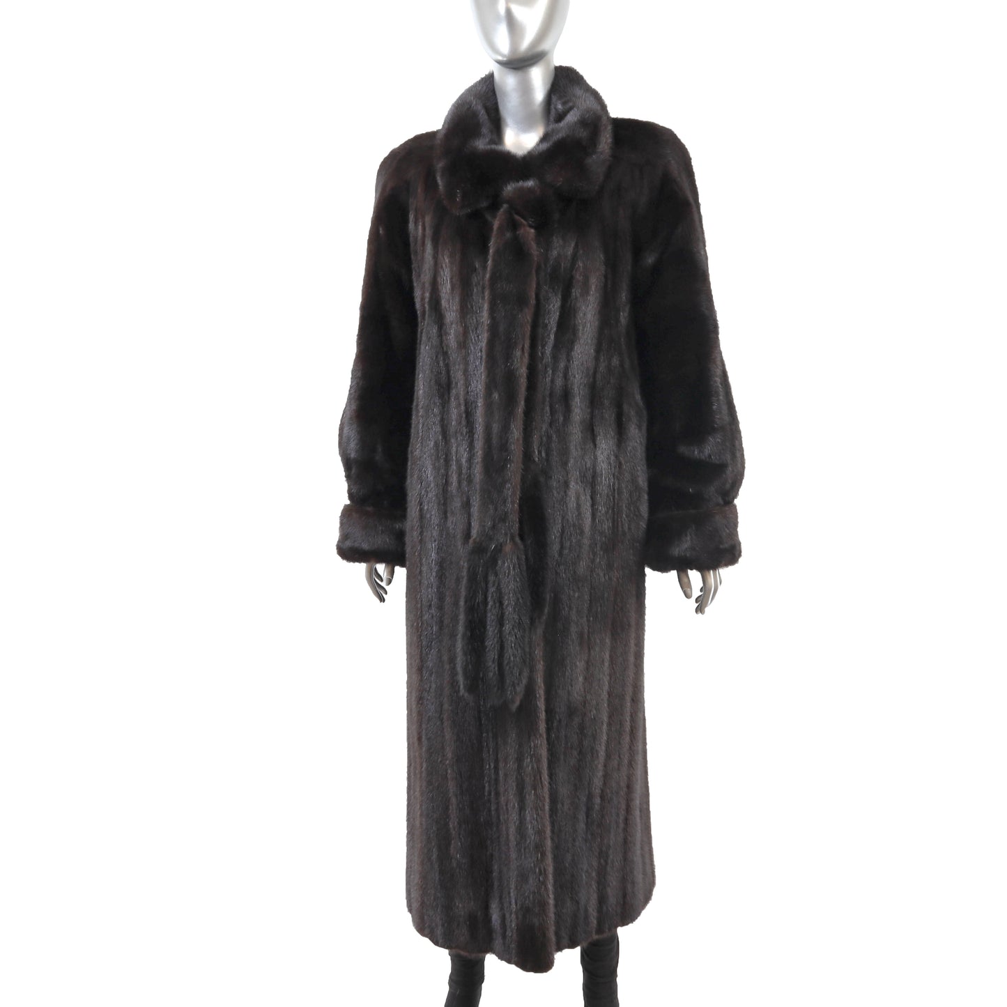 Black Mink Coat with Matching Scarf- Size XXL