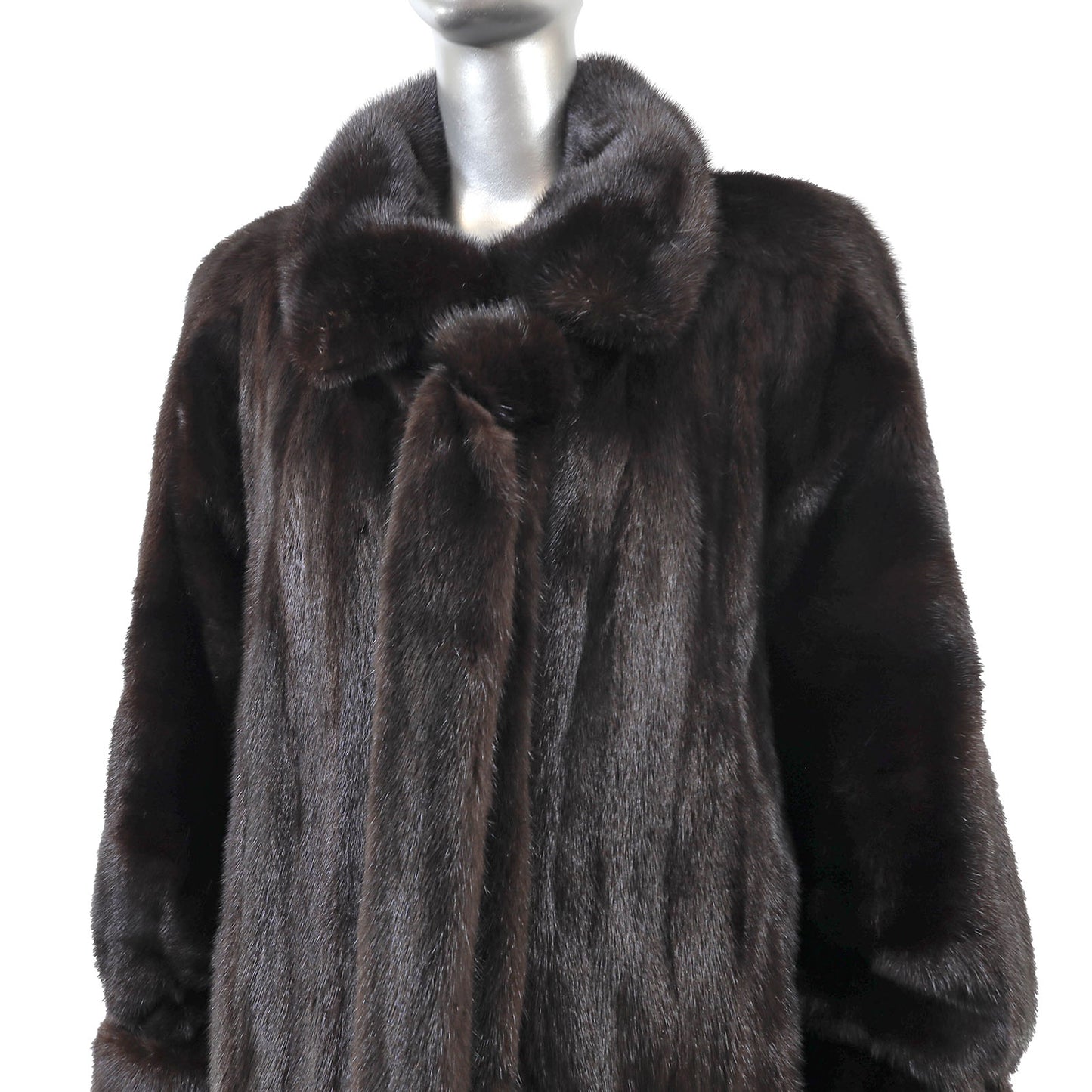 Black Mink Coat with Matching Scarf- Size XXL