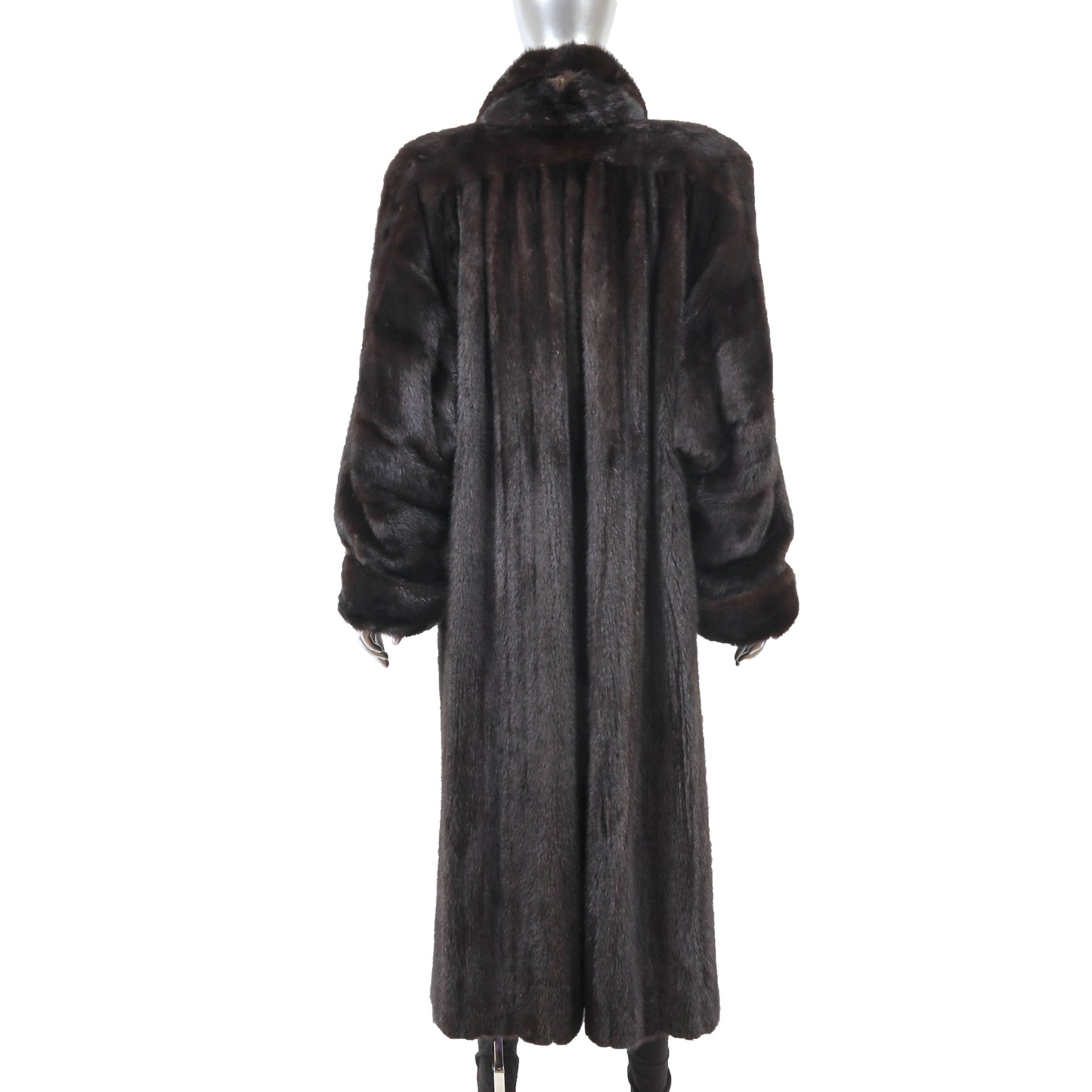 Black Mink Coat with Matching Scarf- Size XXL