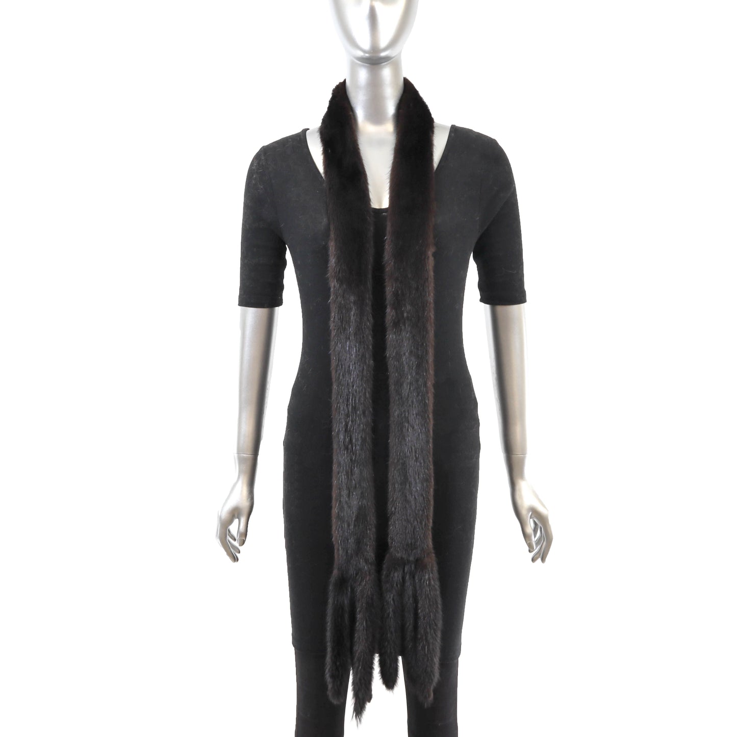 Black Mink Coat with Matching Scarf- Size XXL