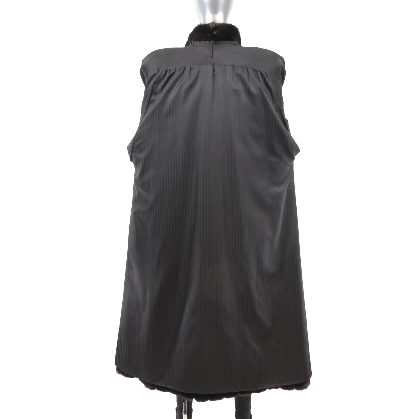 Black Mink Coat with Matching Scarf- Size XXL