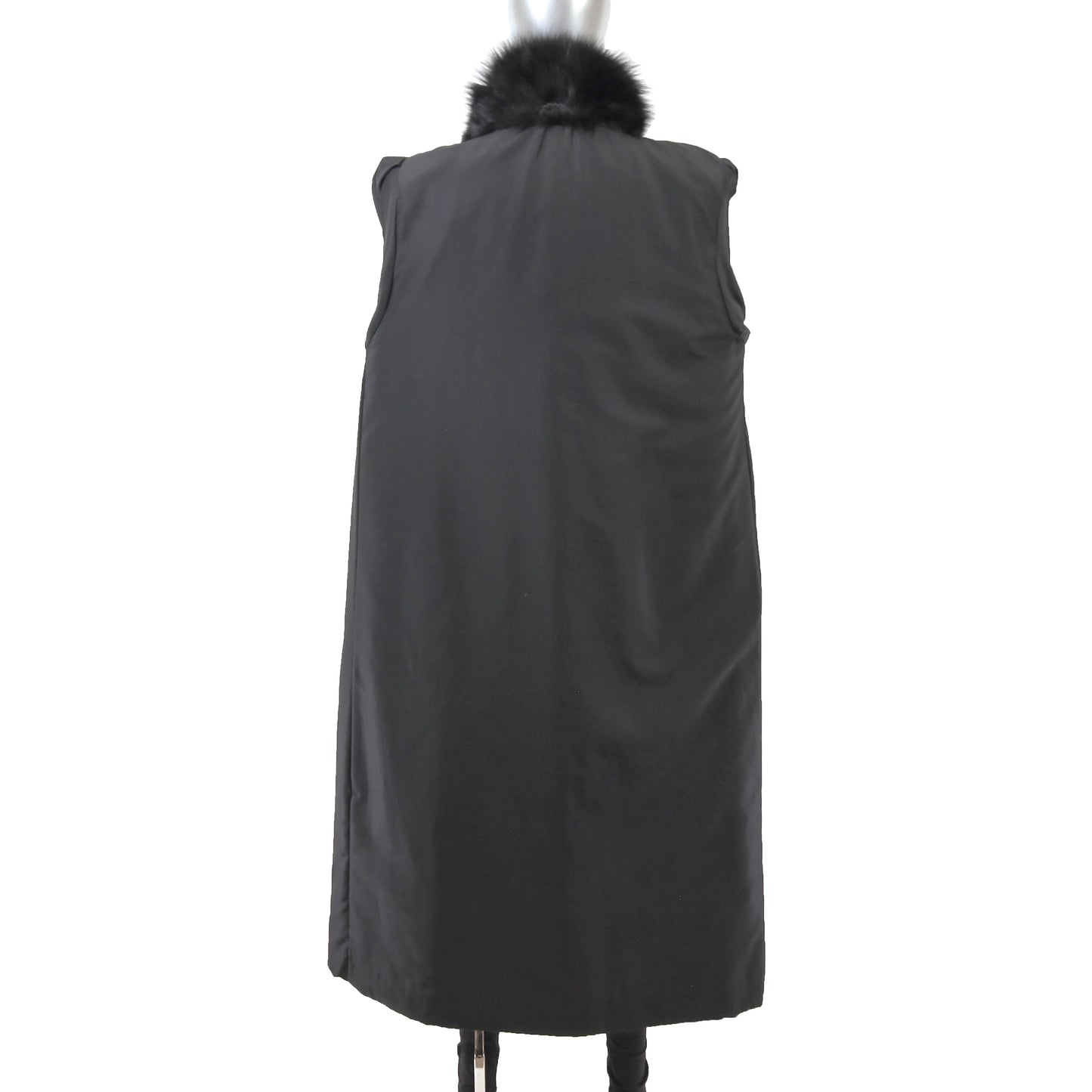 Black Mink Coat with Fox Tuxedo- Size L