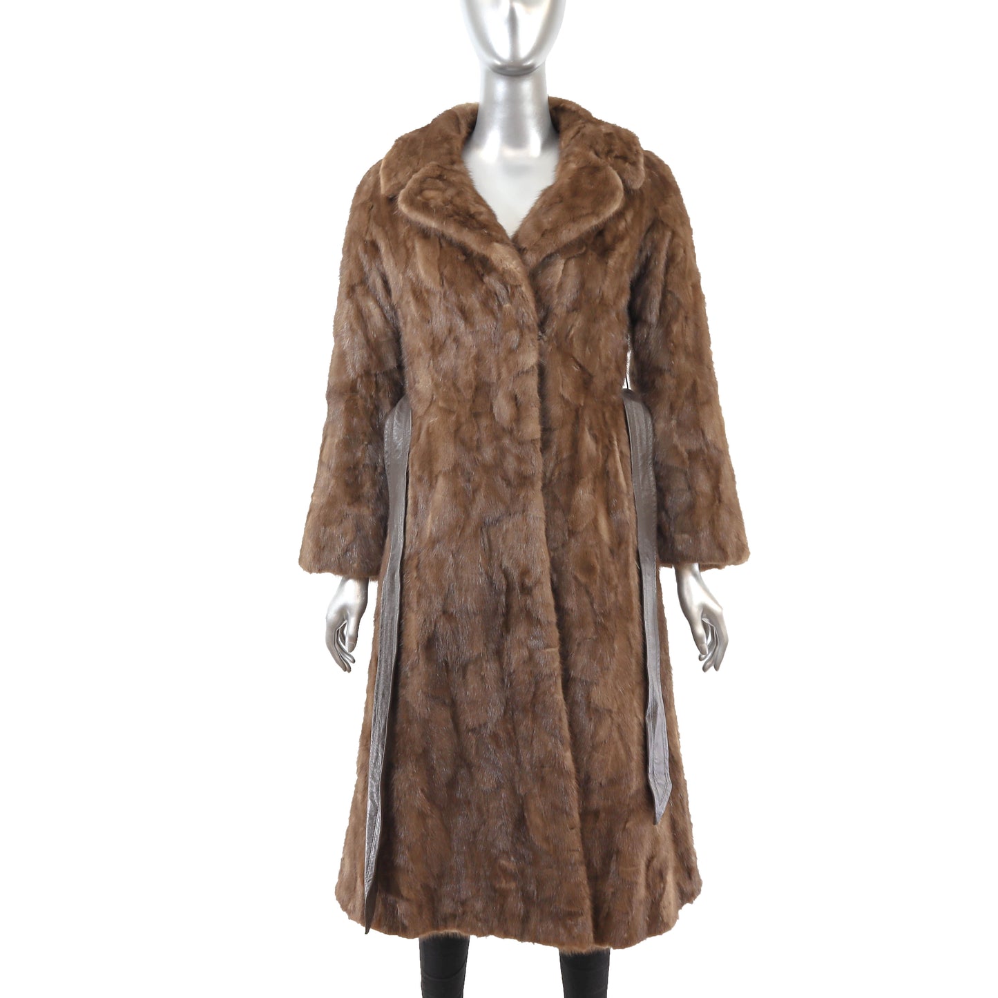 Brown Section Mink Coat- Size S