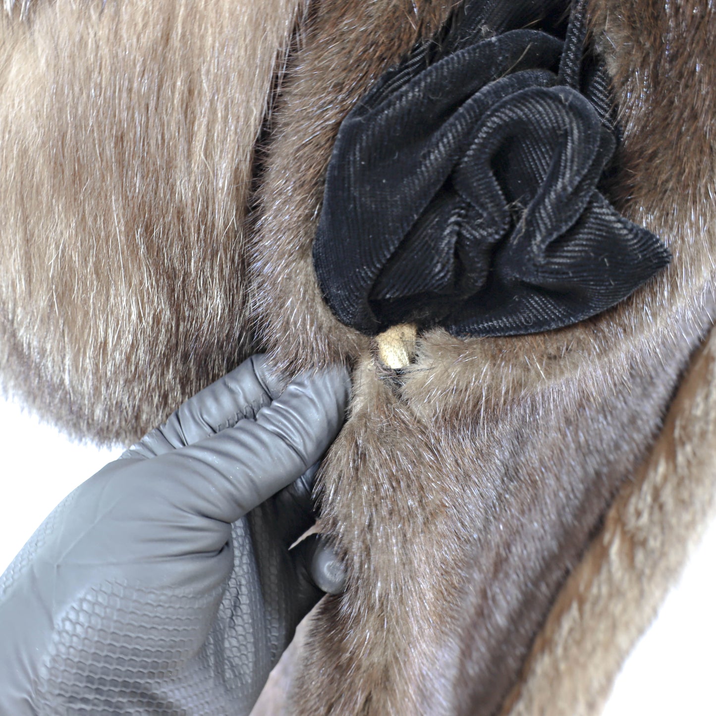 Brown Mink Coat with Fox Tuxedo and Sleeves- Size M