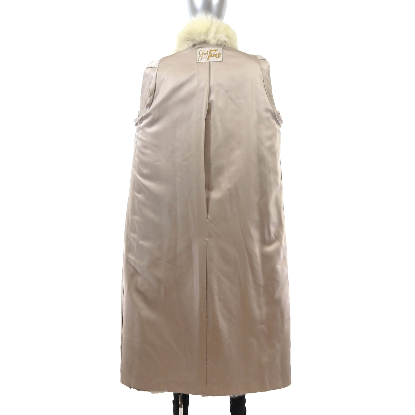 Beige Mink Coat with Fox Tuxedo- Size XL