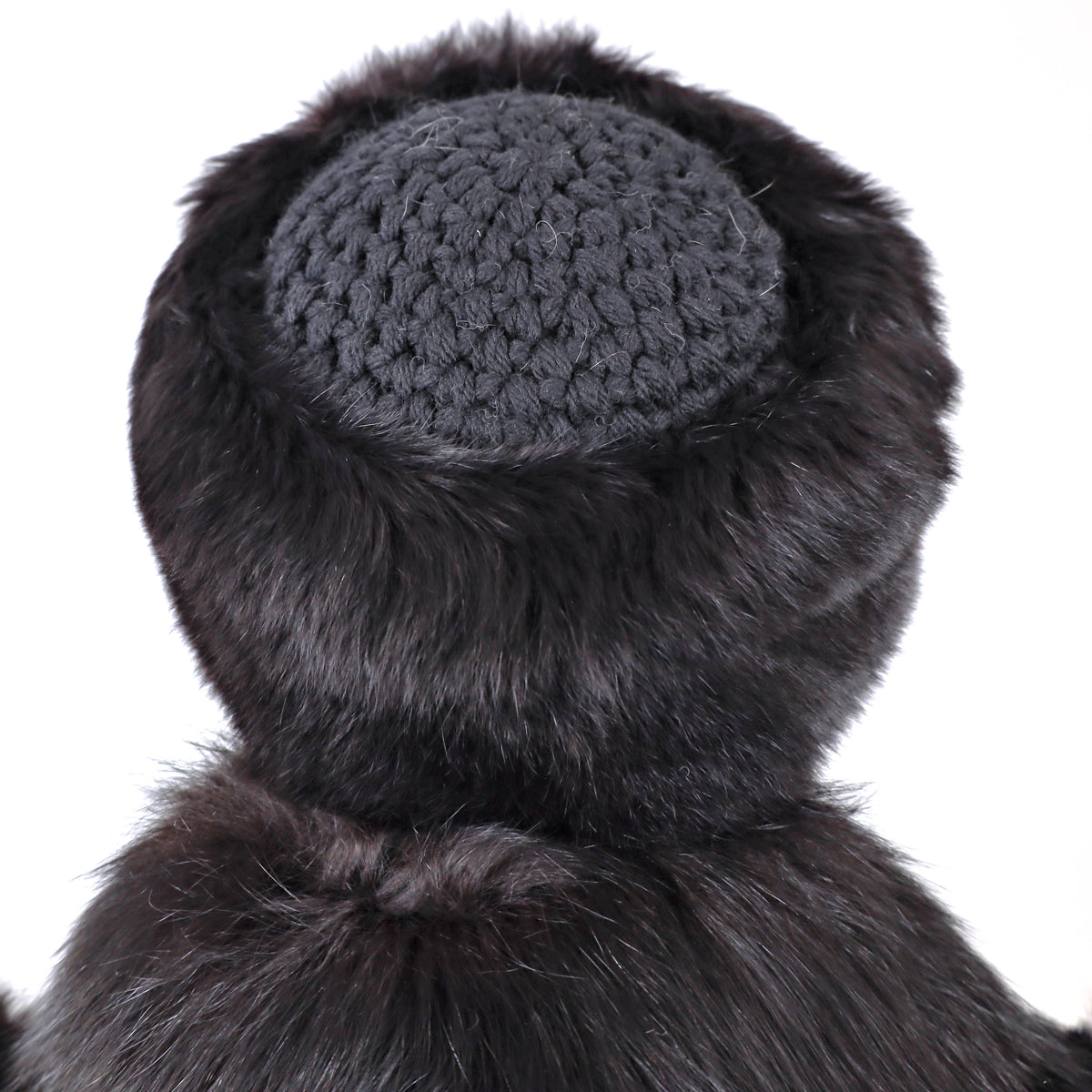 Black Mink Coat with Fox Tuxedo and Sleeves and Matching Hat- Size M