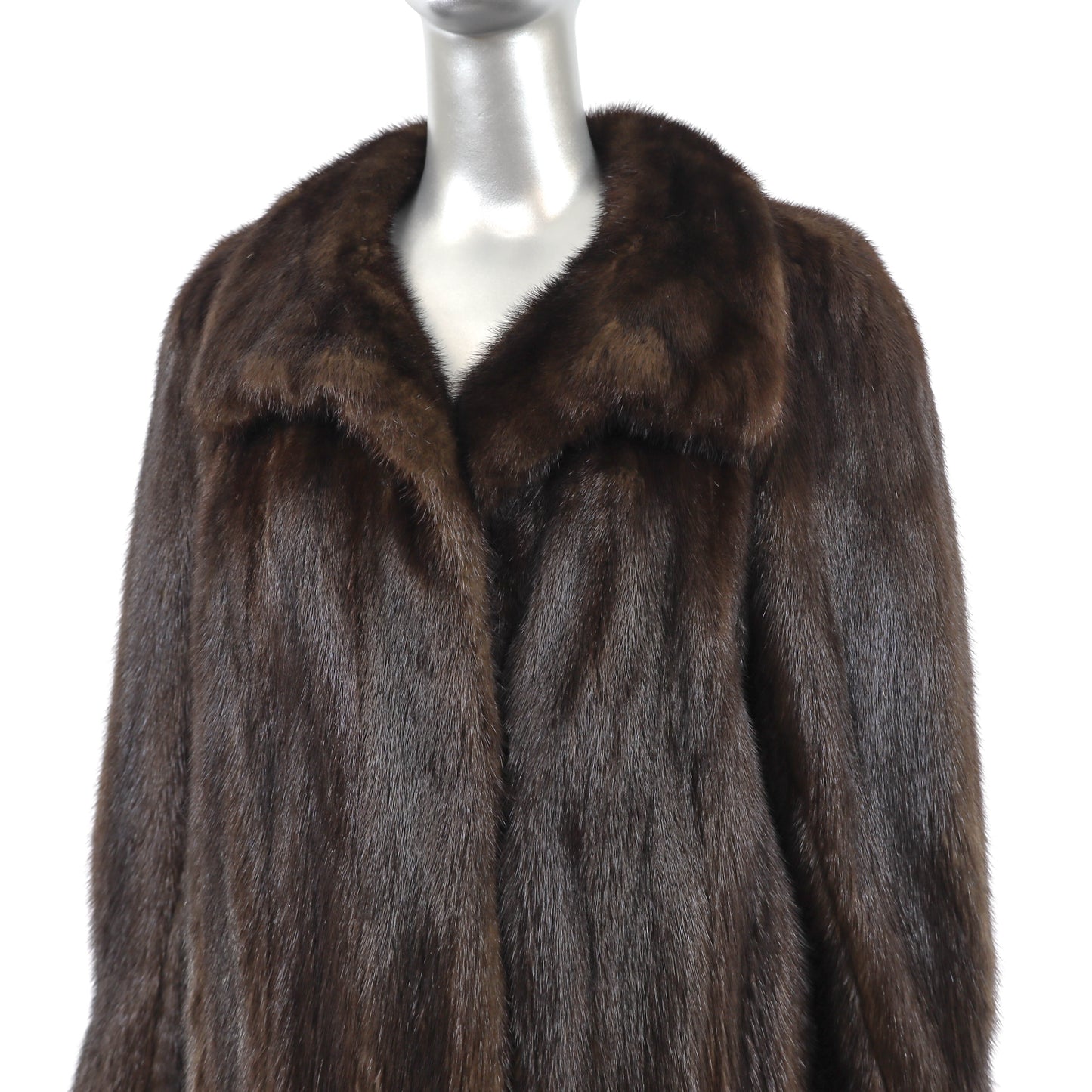 Dark Brown Mink Coat with Matching Hat- Size L