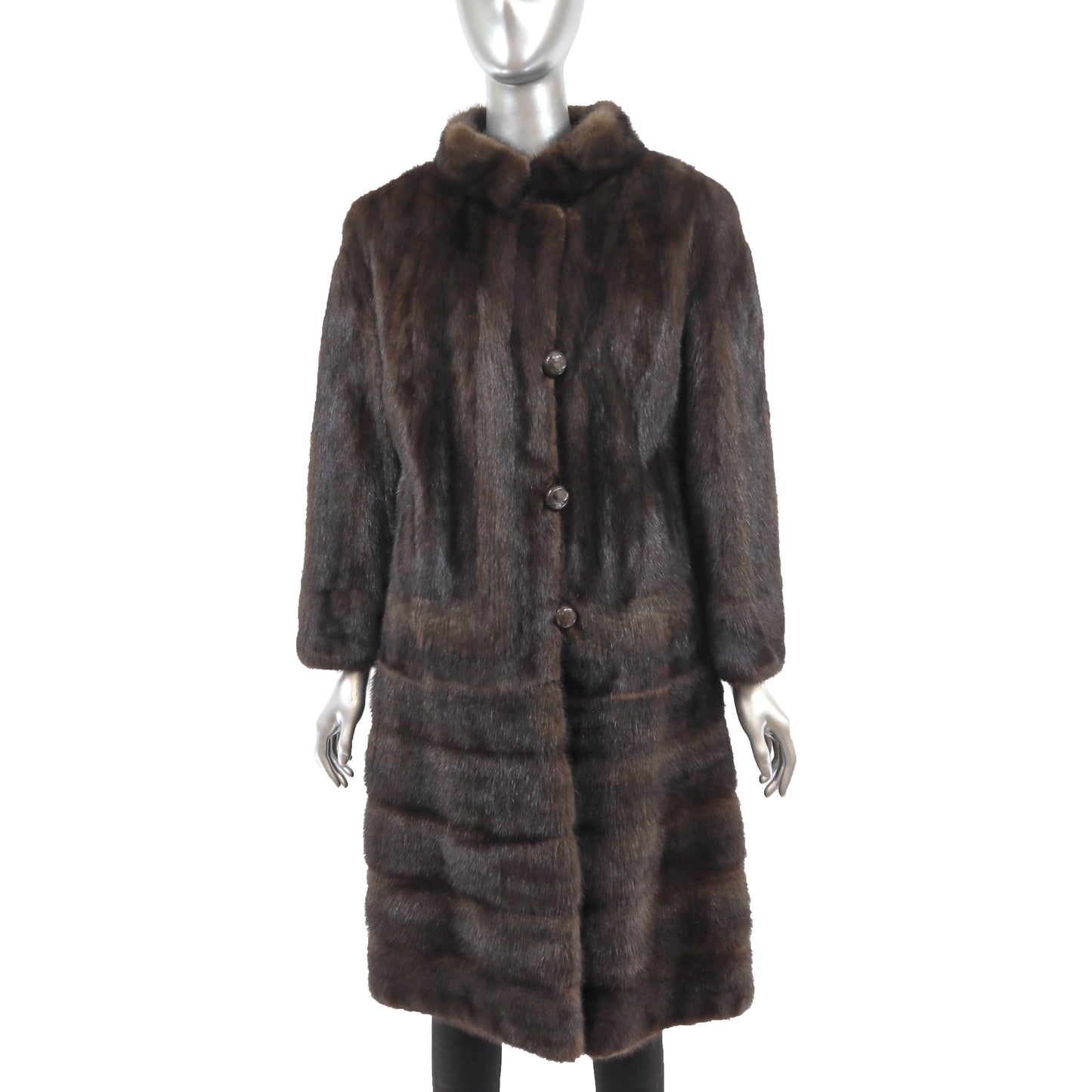 Brown Mink Coat with Zip Off Hem- Size S