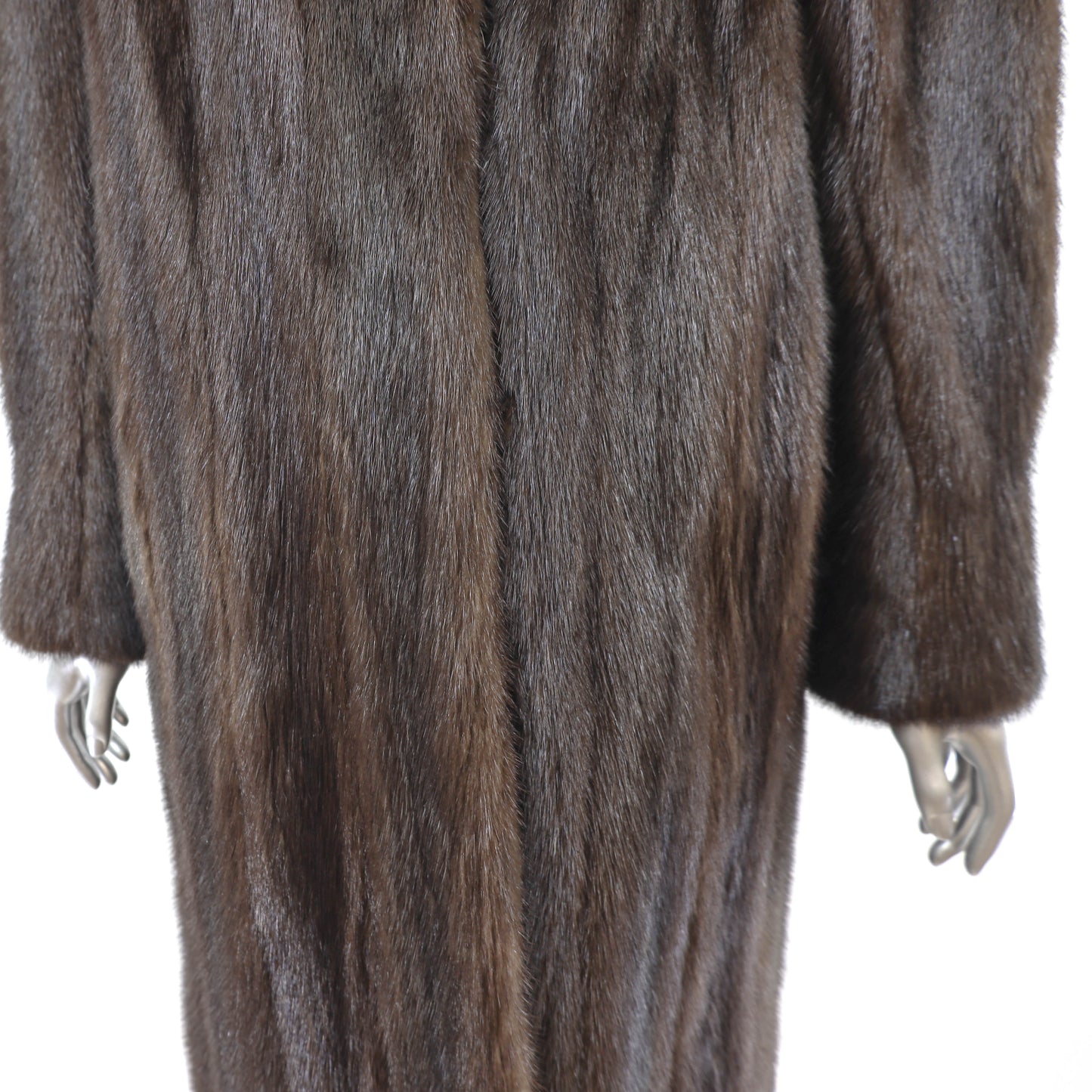 Dark Brown Mink Coat with Matching Hat- Size L