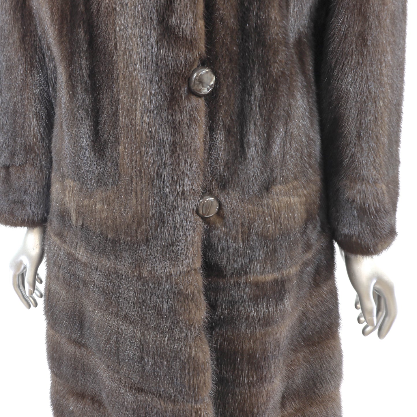 Brown Mink Coat with Zip Off Hem- Size S
