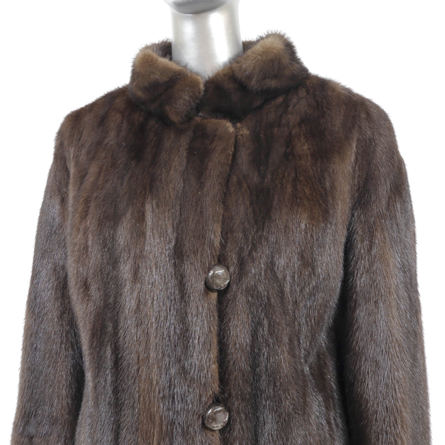 Brown Mink Coat with Zip Off Hem- Size S