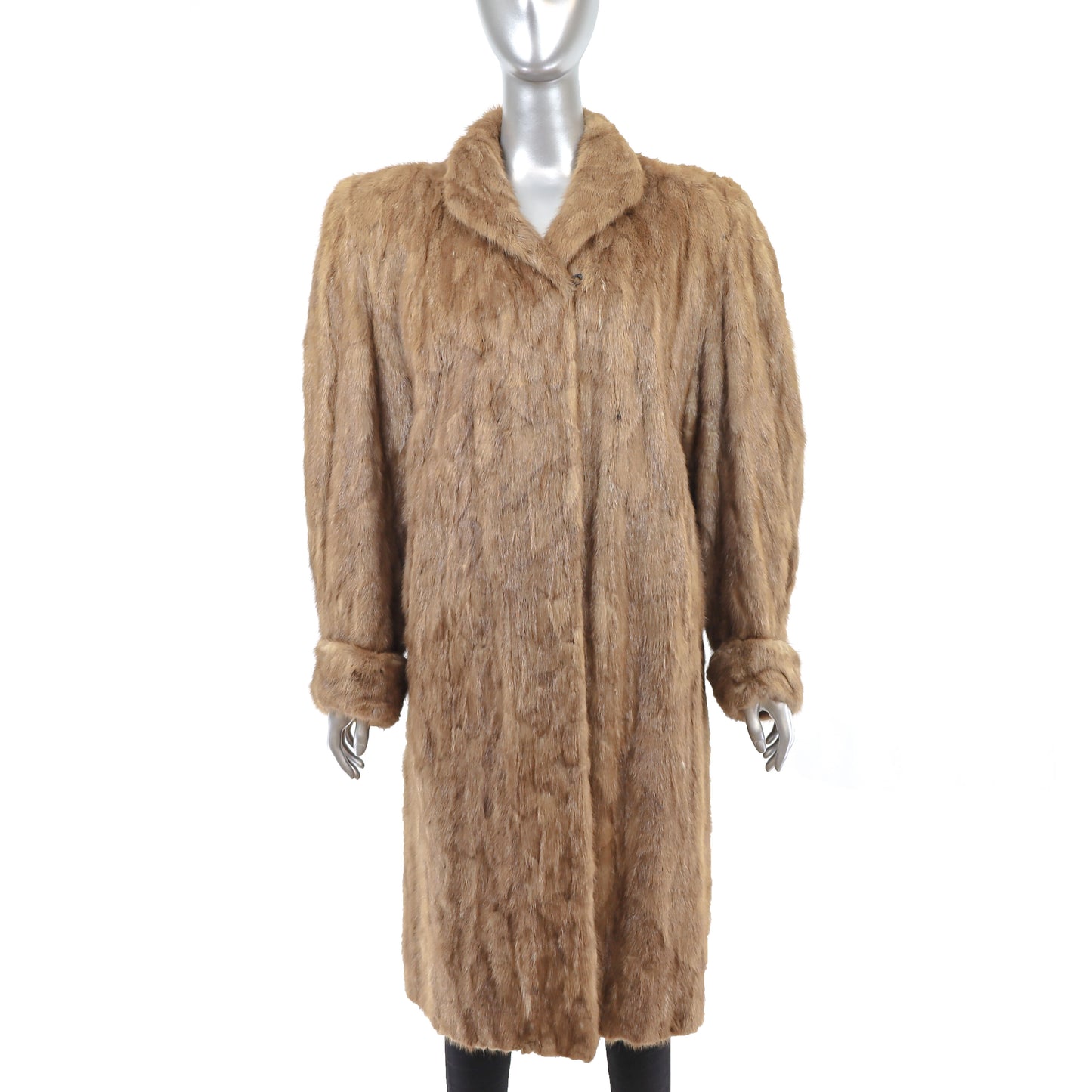 Light Brown Section Mink Coat - Size M