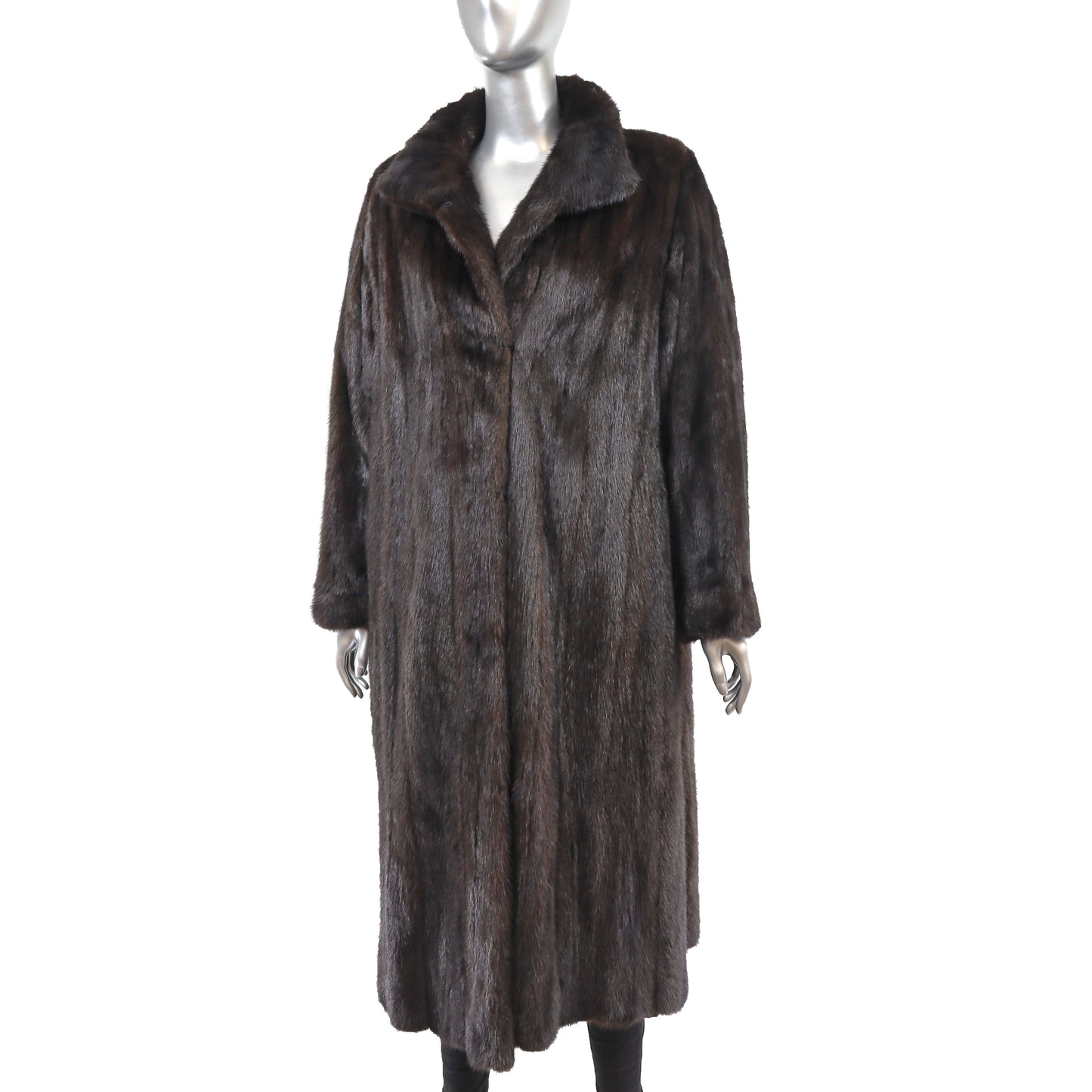 Dark Brown Mink Coat Reversible to Taffeta- Size L