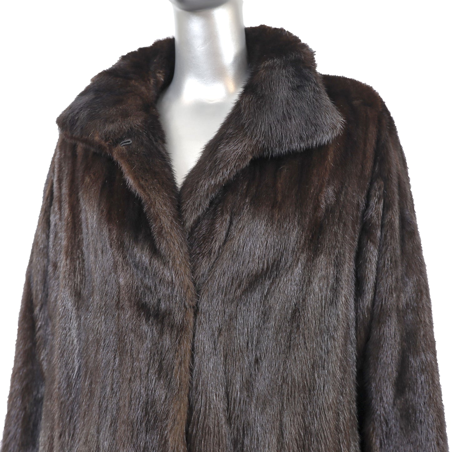 Dark Brown Mink Coat Reversible to Taffeta- Size L