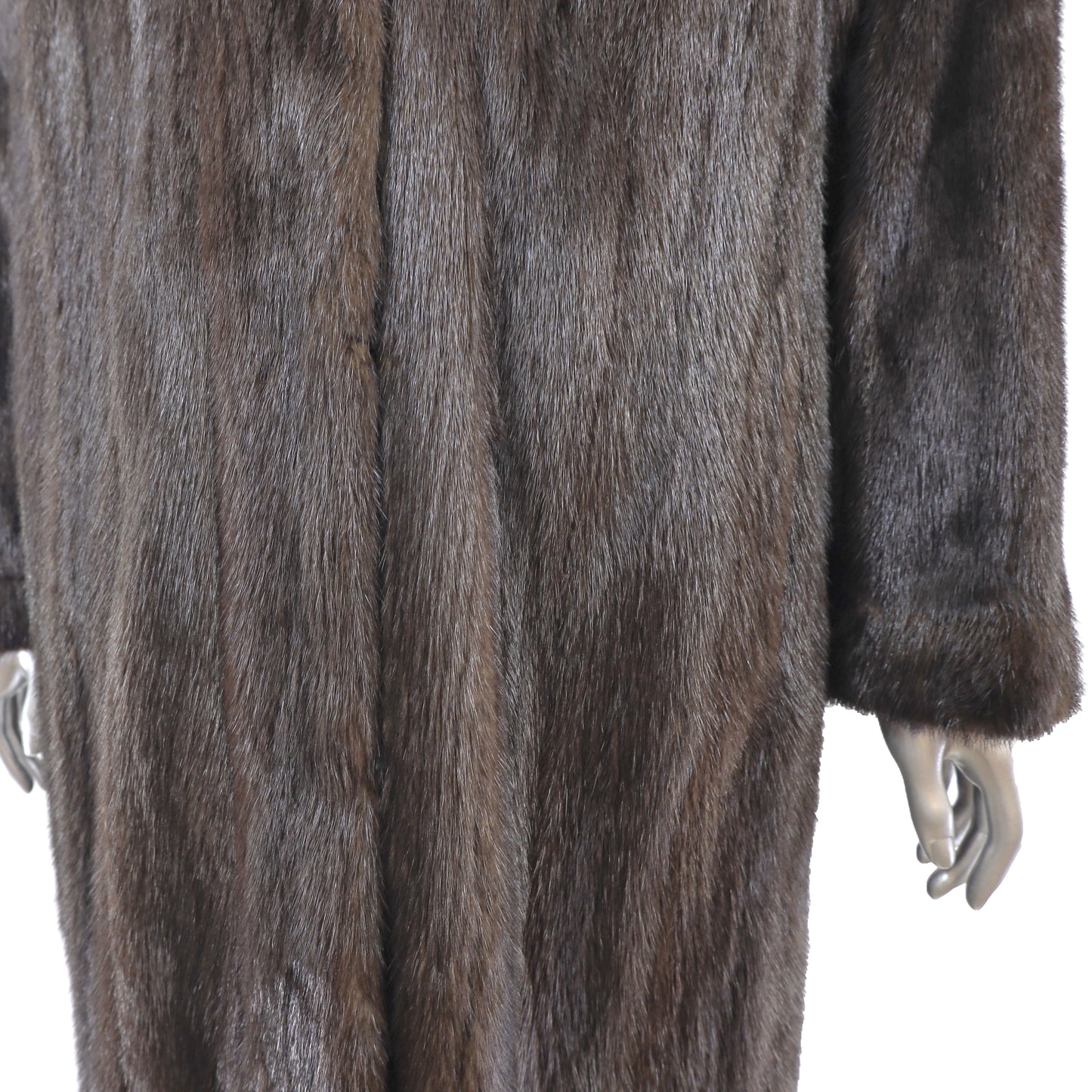 Dark Brown Mink Coat Reversible to Taffeta- Size L