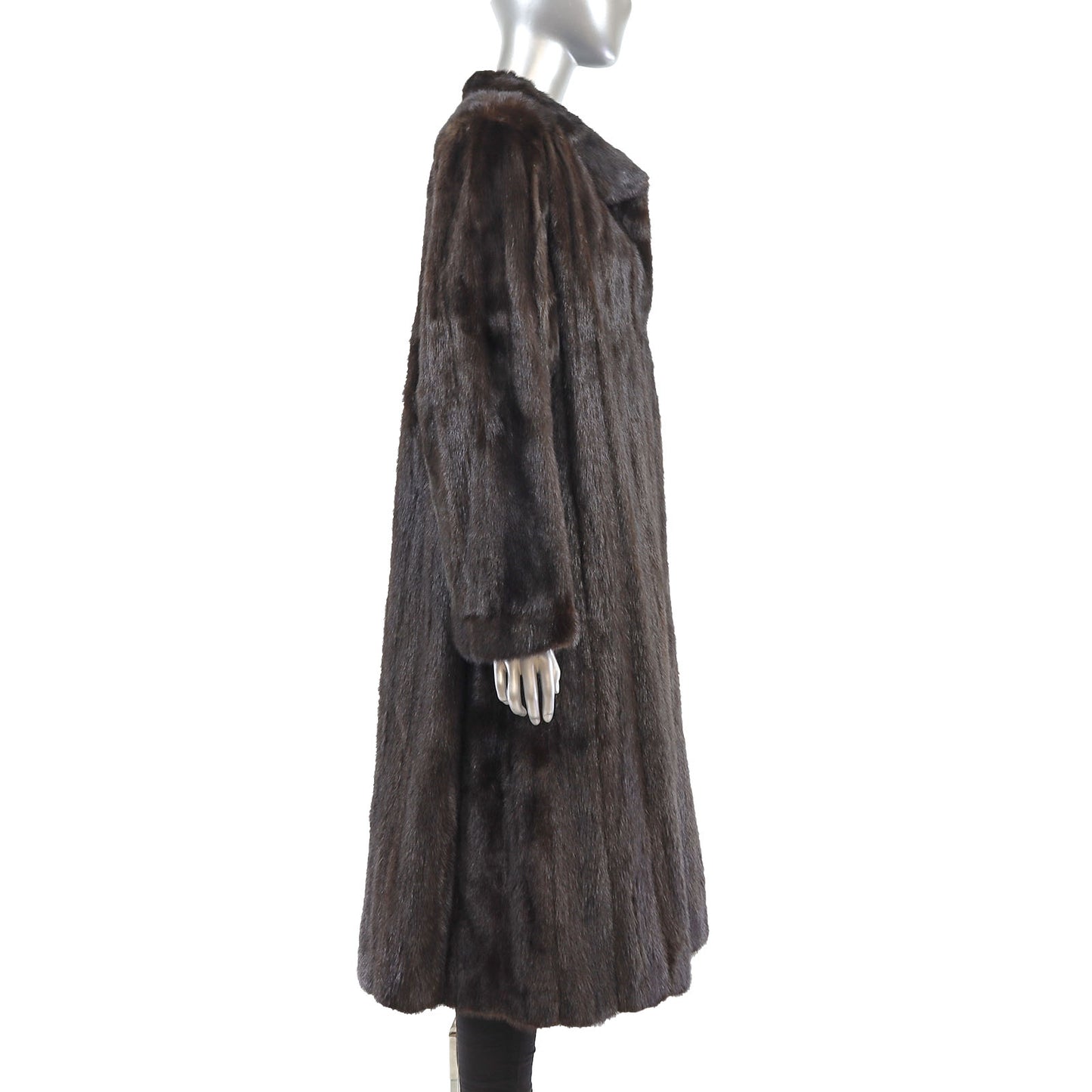 Dark Brown Mink Coat Reversible to Taffeta- Size L