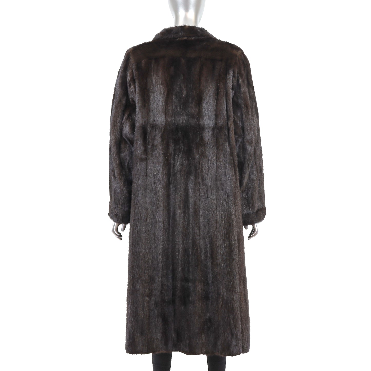 Dark Brown Mink Coat Reversible to Taffeta- Size L