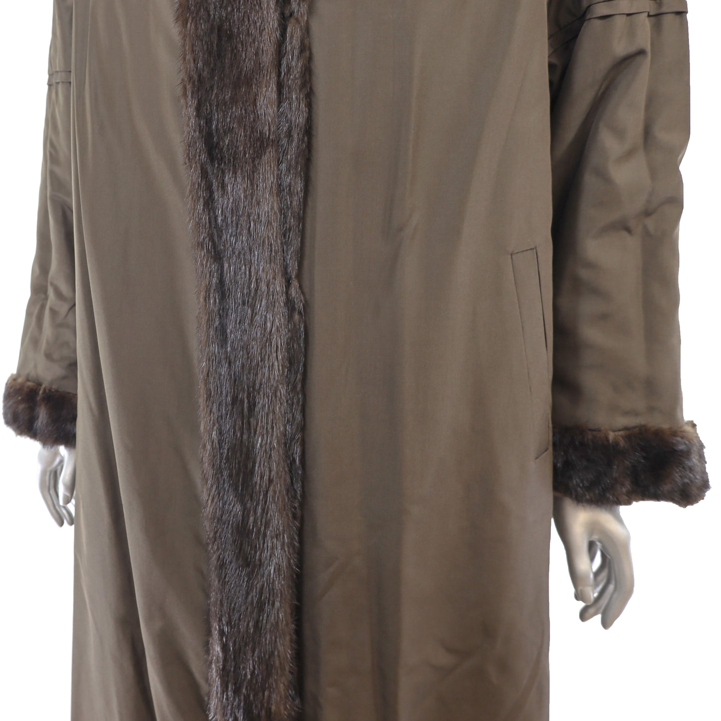 Dark Brown Mink Coat Reversible to Taffeta- Size L
