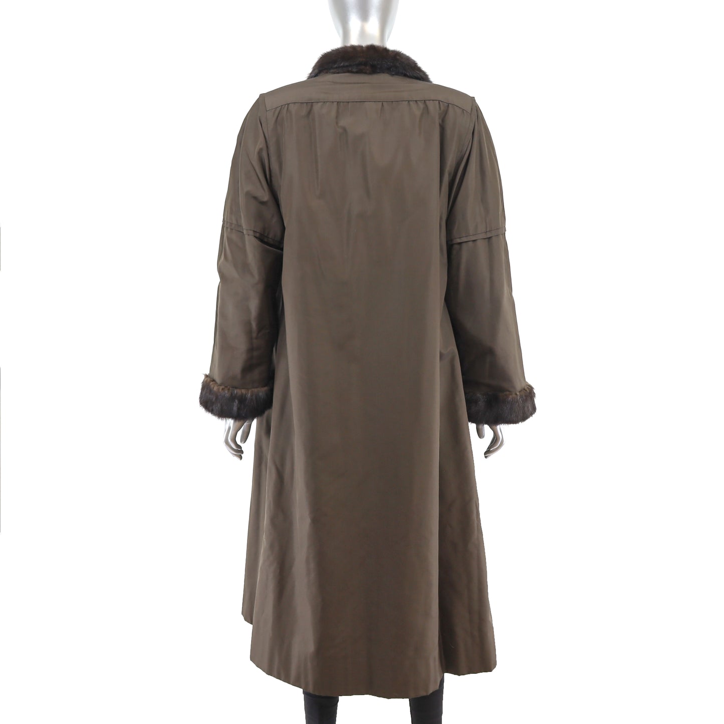 Dark Brown Mink Coat Reversible to Taffeta- Size L