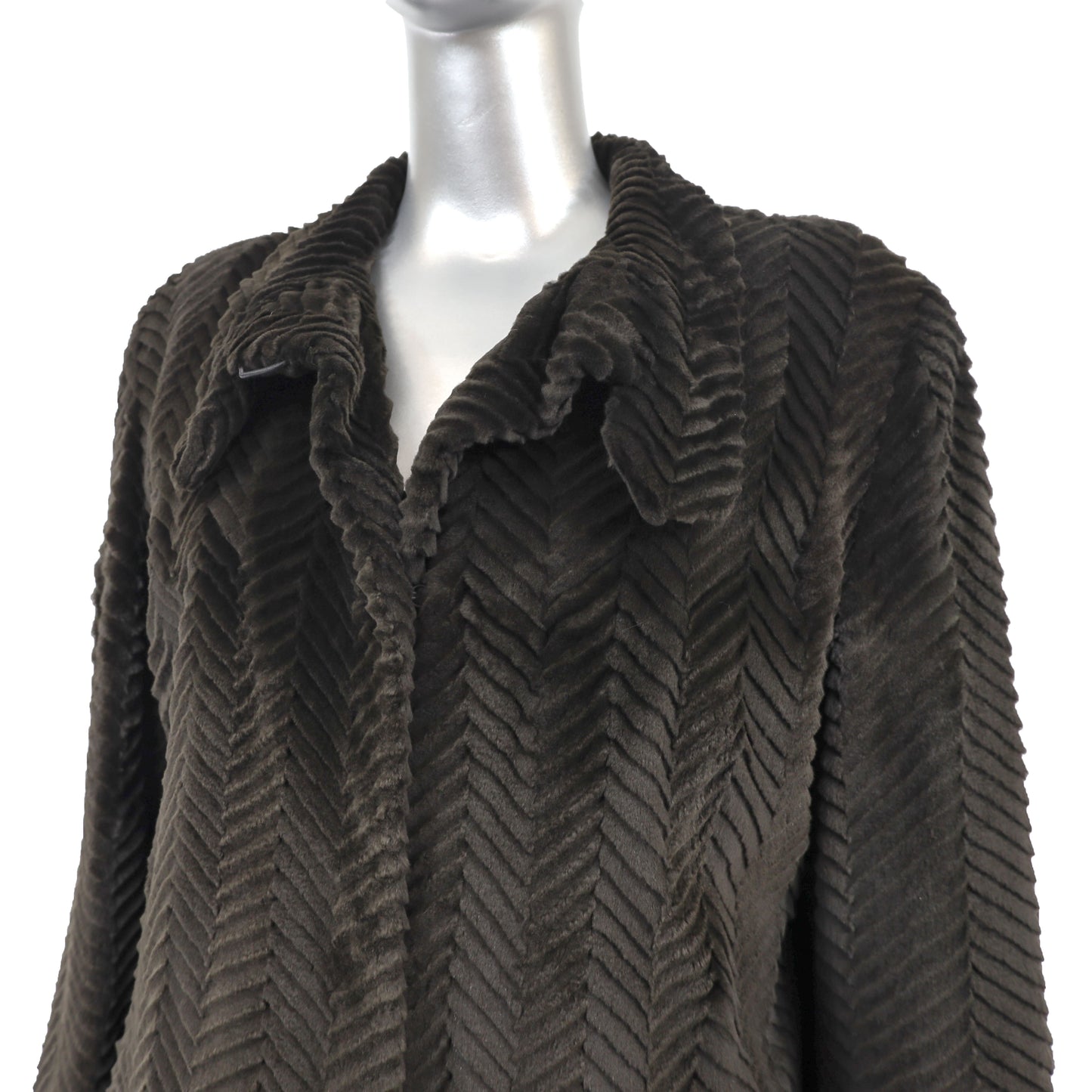 Olive Laser Cut Mink Coat- Size M
