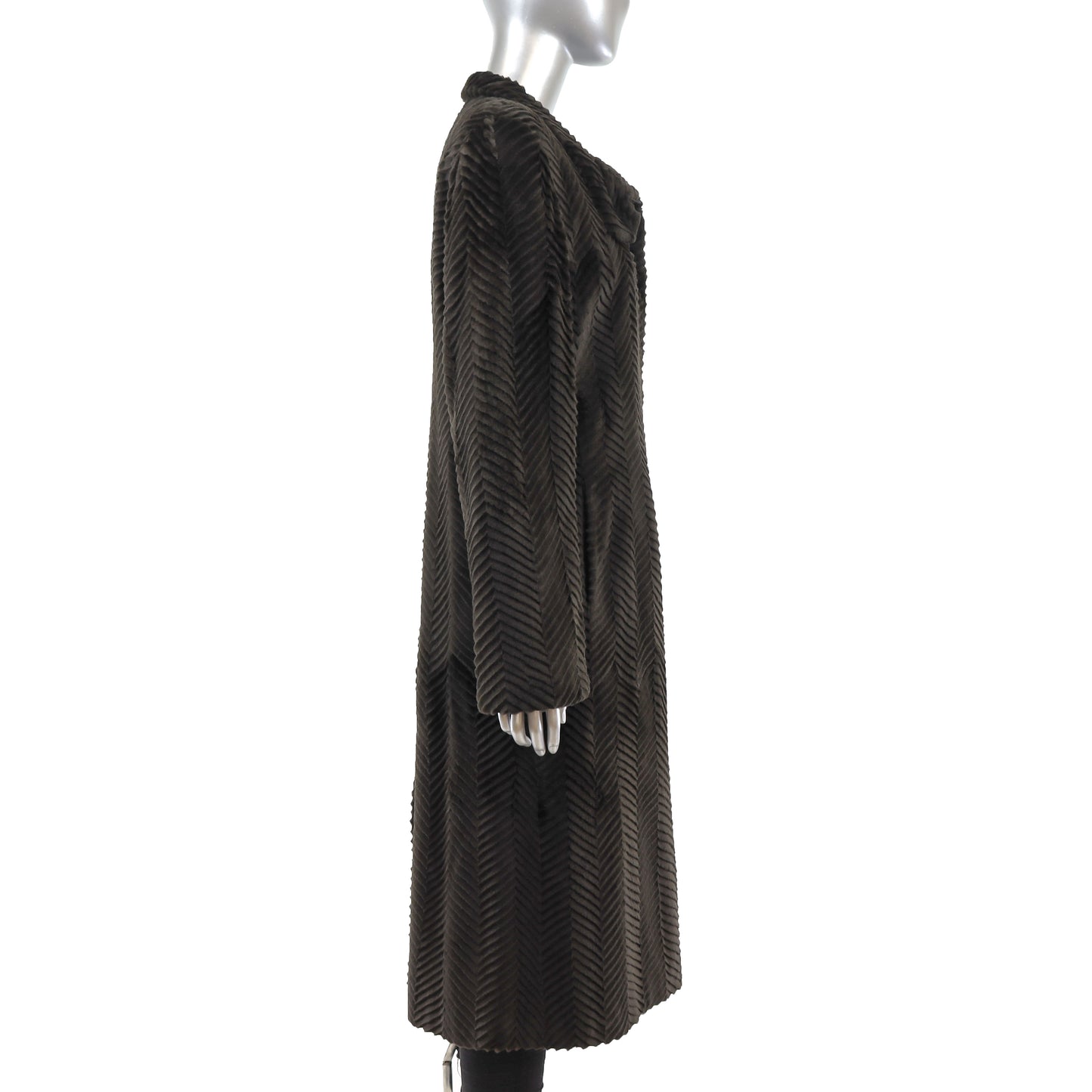Olive Laser Cut Mink Coat- Size M