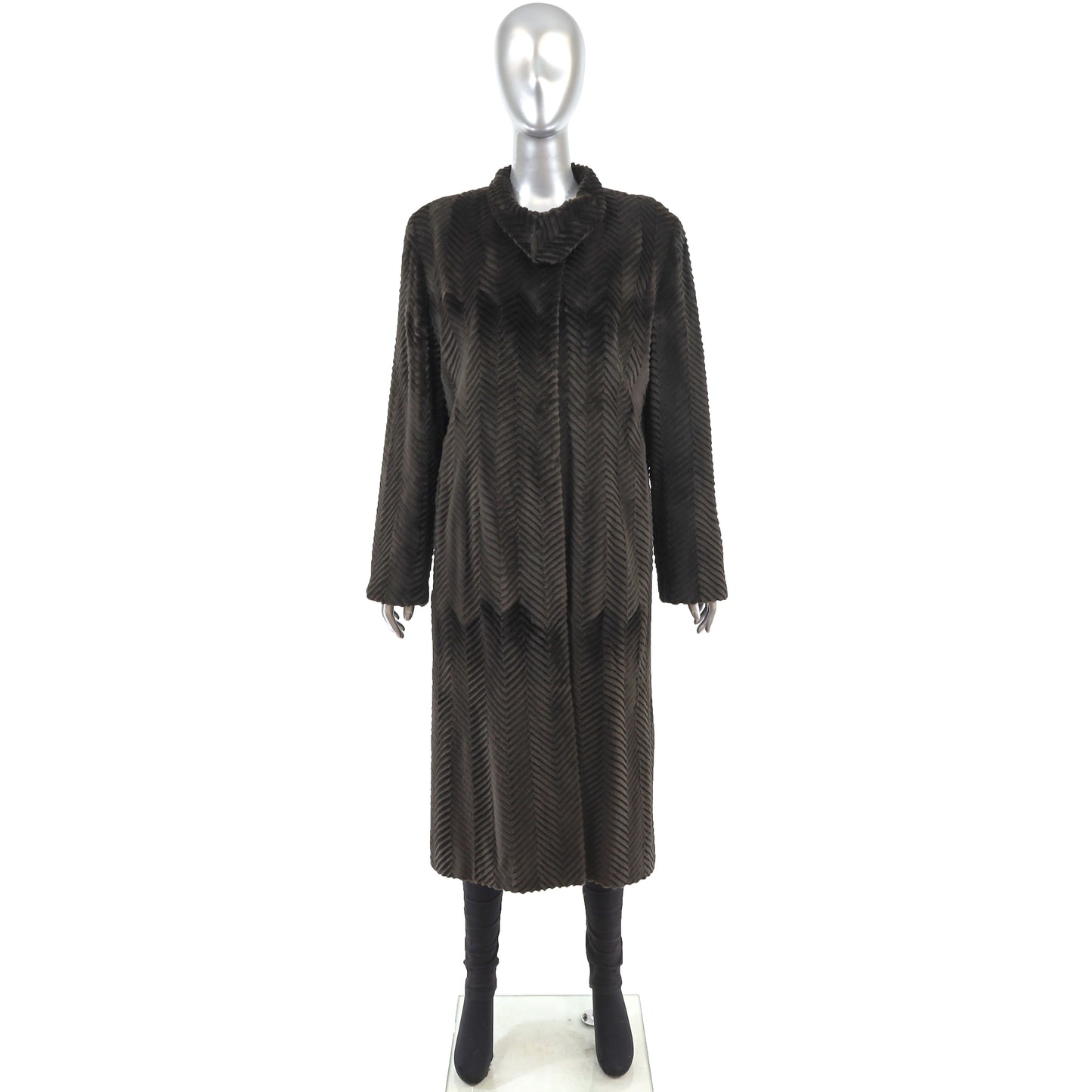 Olive Laser Cut Mink Coat- Size M