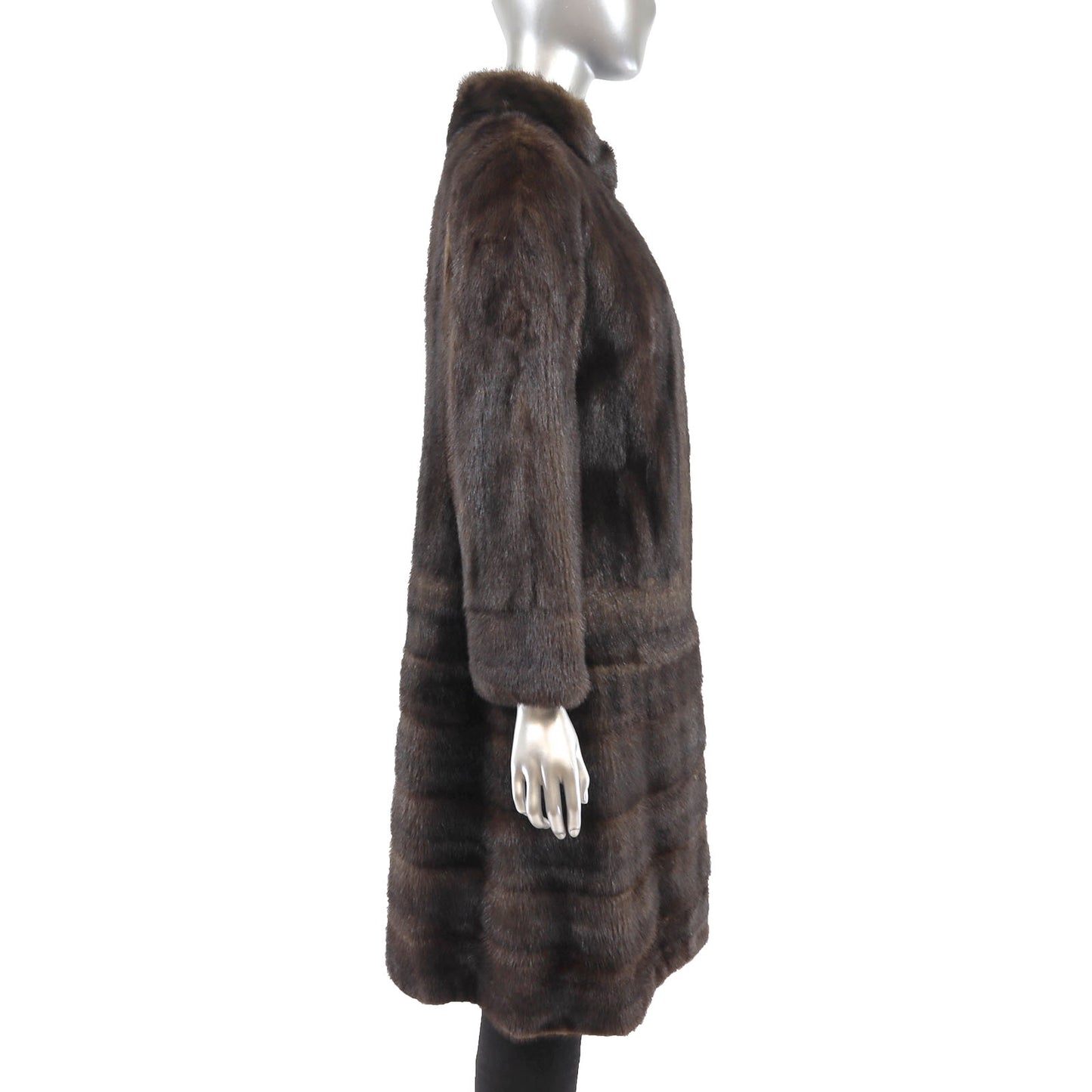 Brown Mink Coat with Zip Off Hem- Size S