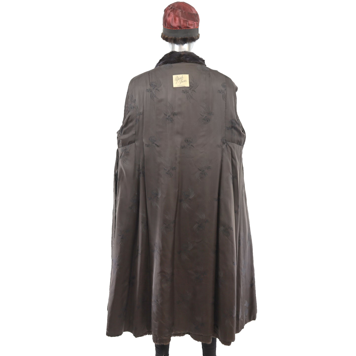 Dark Brown Mink Coat with Matching Hat- Size L