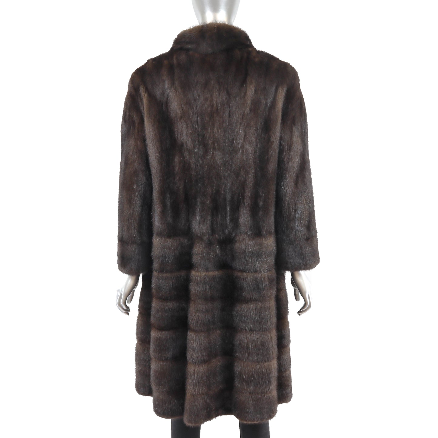 Brown Mink Coat with Zip Off Hem- Size S