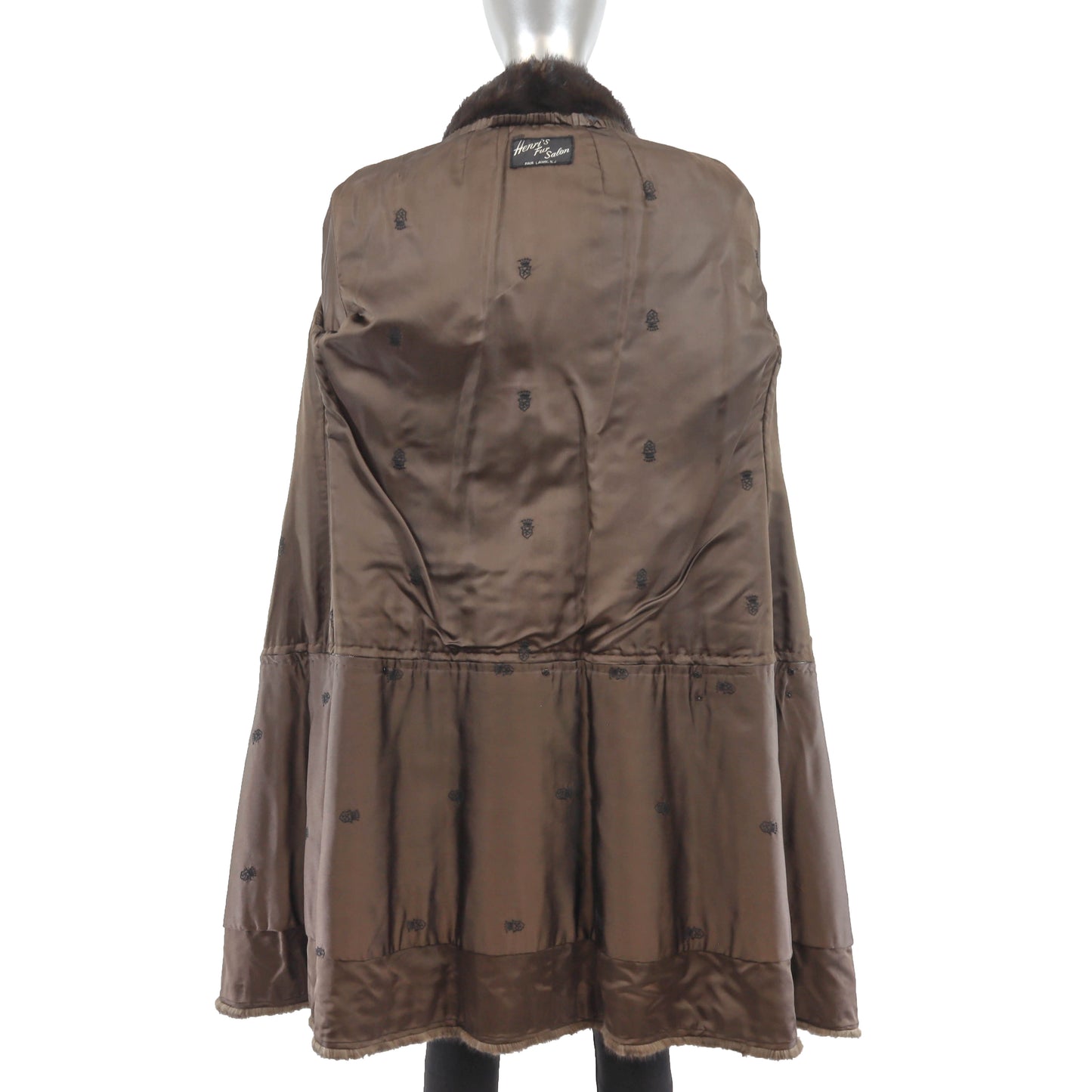Brown Mink Coat with Zip Off Hem- Size S