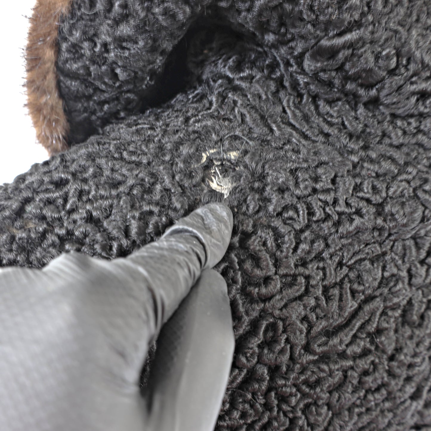 Black Persian Lamb Coat with Fox Collar- Size L