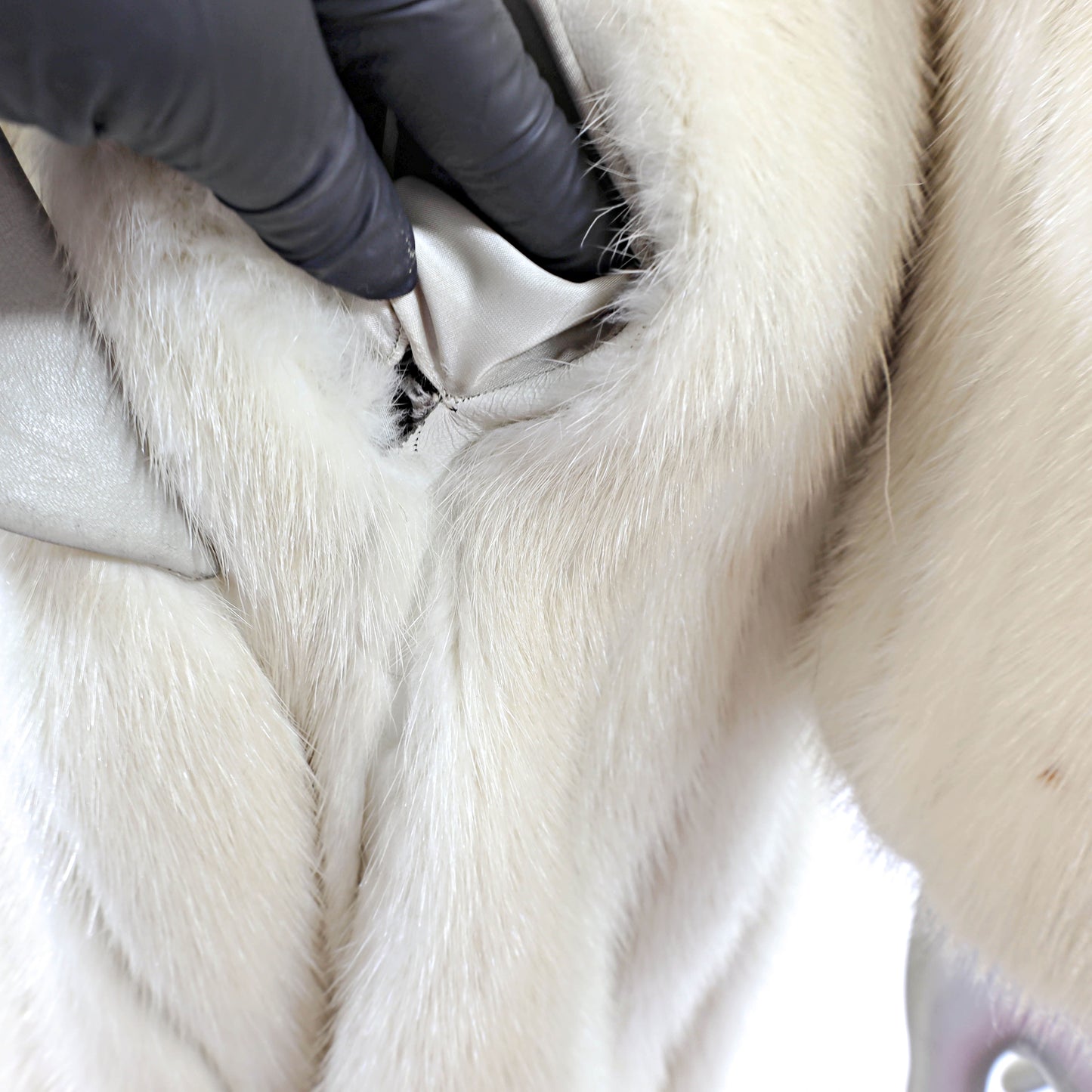 Beige Mink Coat with Leather Insert- Size S