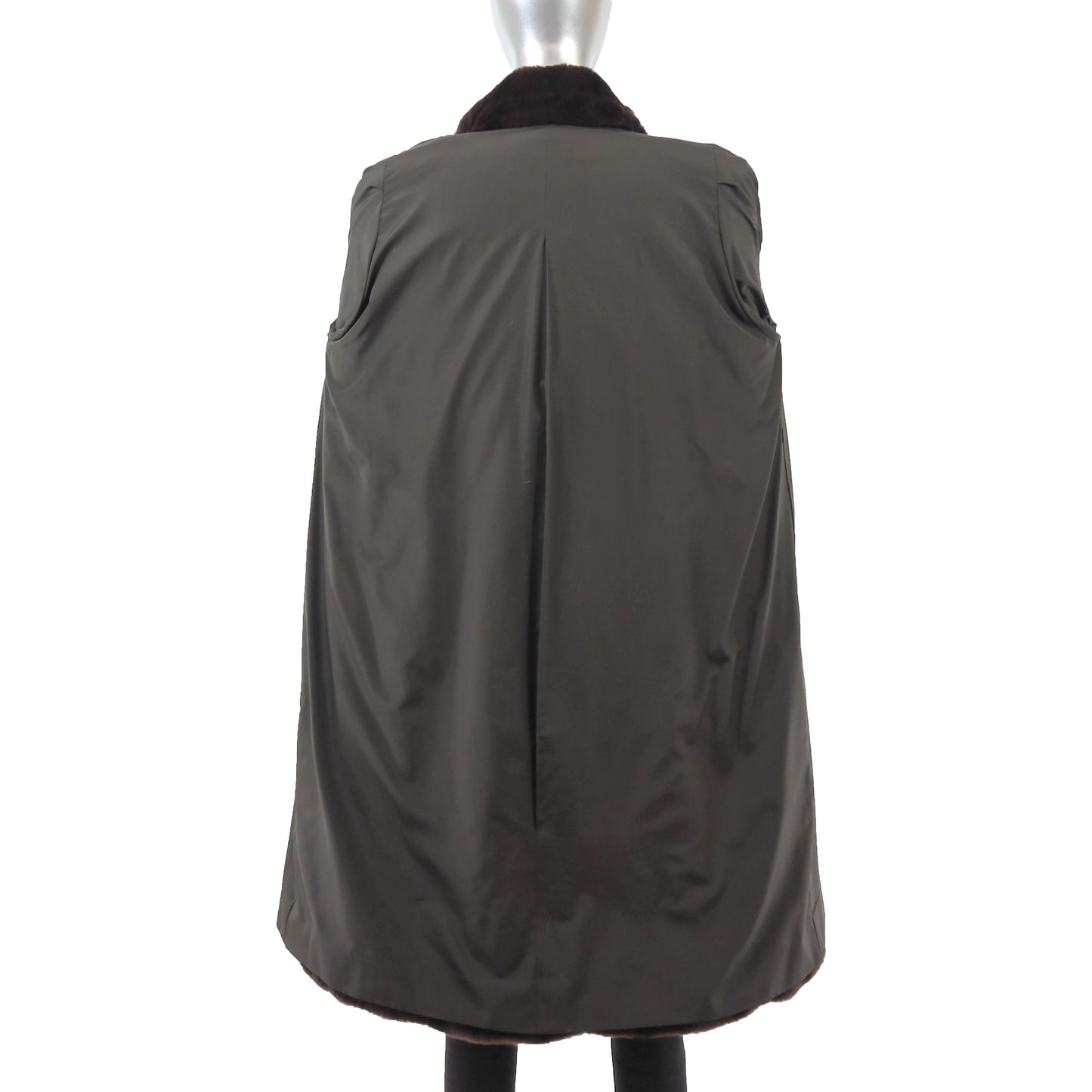Brown Sheared Mink Coat with Detachable Hood- Size M
