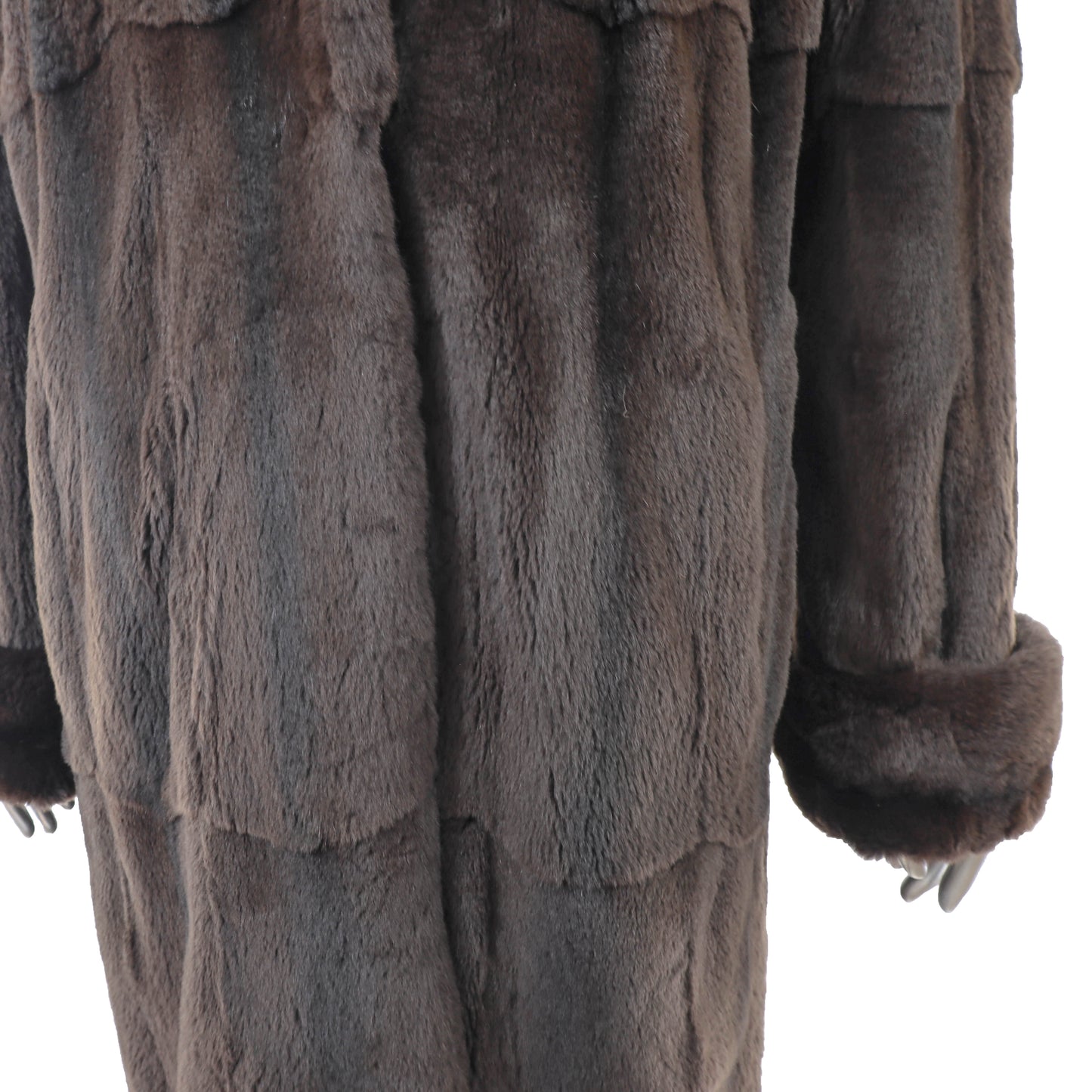 Brown Sheared Mink Coat with Detachable Hood- Size M