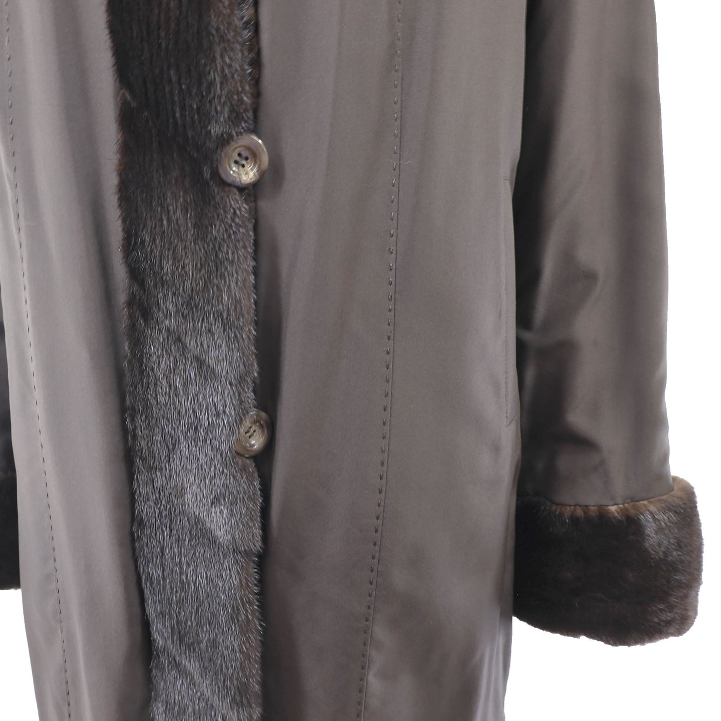 Dark Brown Sheared Mink Coat Reversible to Taffeta- Size S