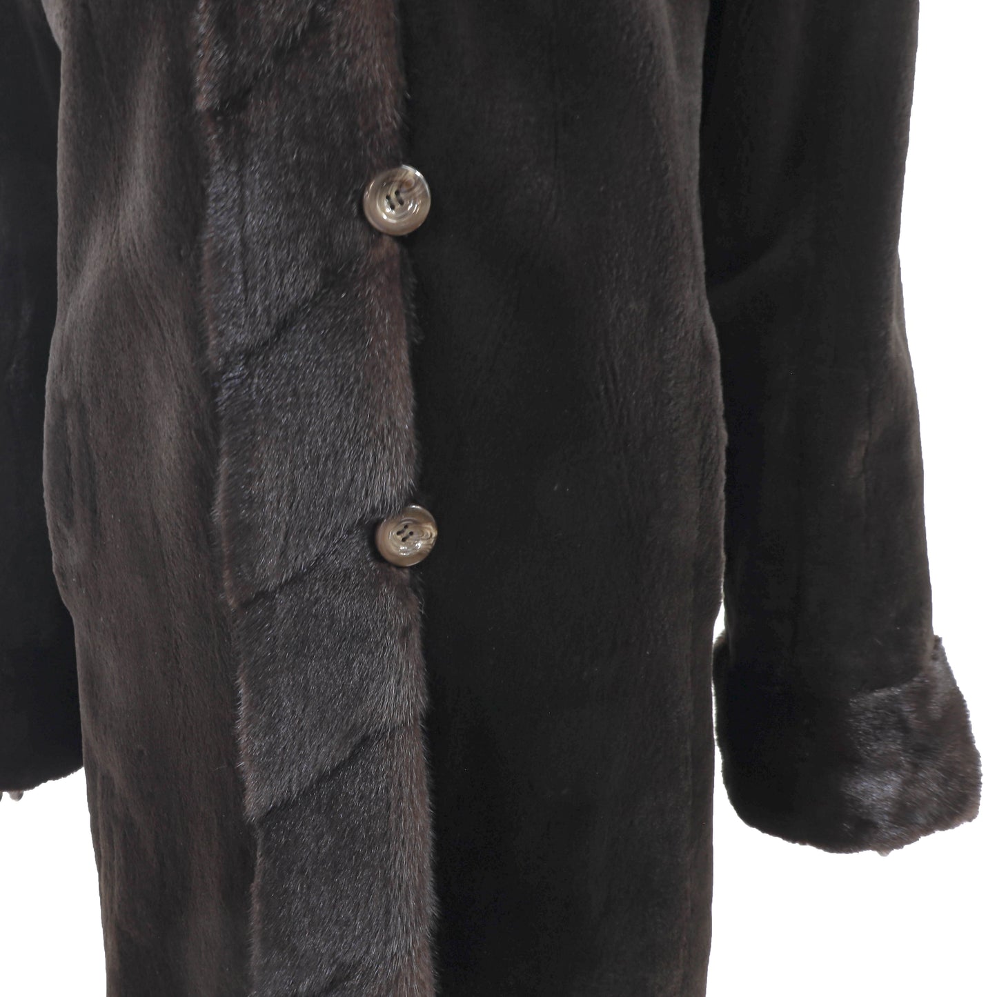 Dark Brown Sheared Mink Coat Reversible to Taffeta- Size S