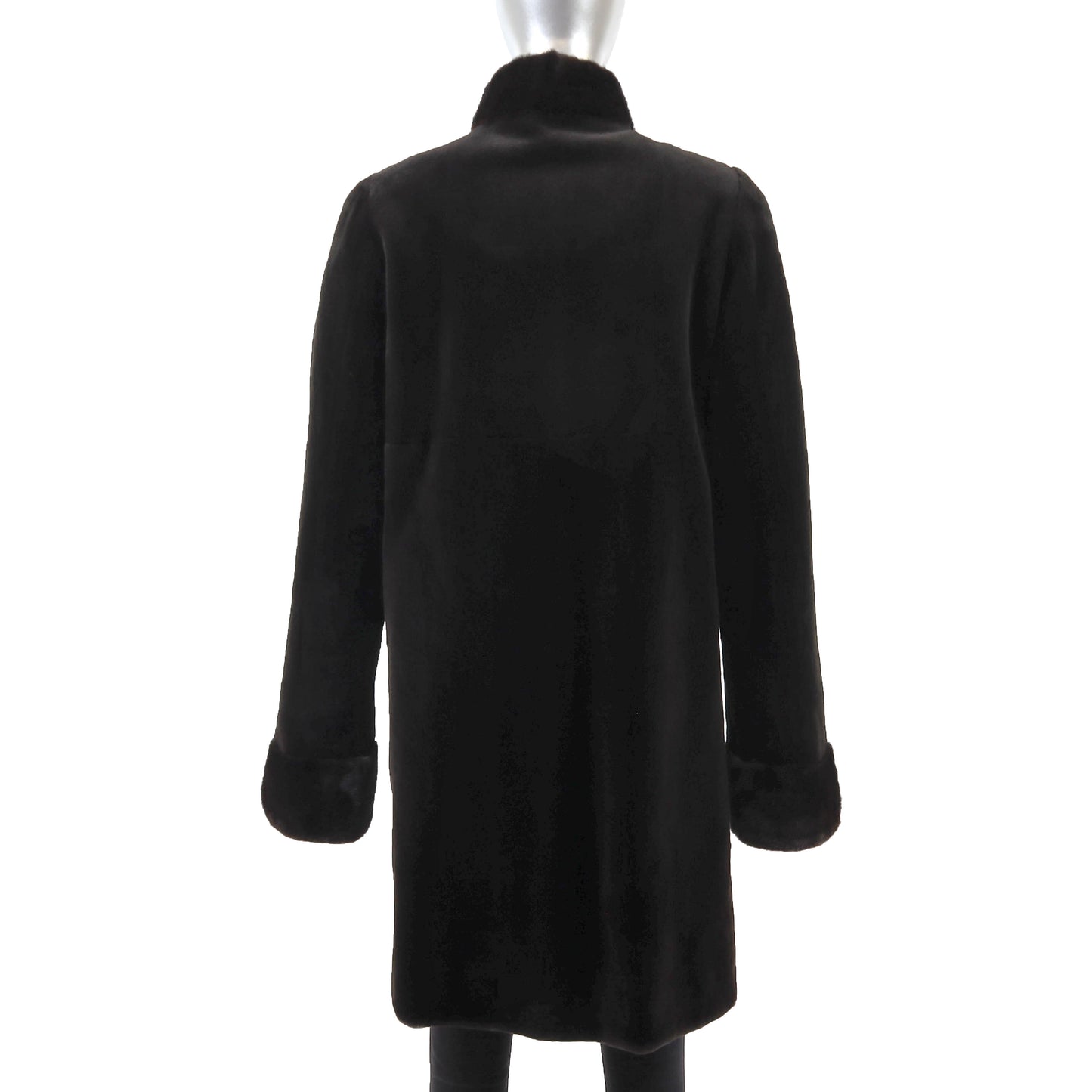Dark Brown Sheared Mink Coat Reversible to Taffeta- Size S